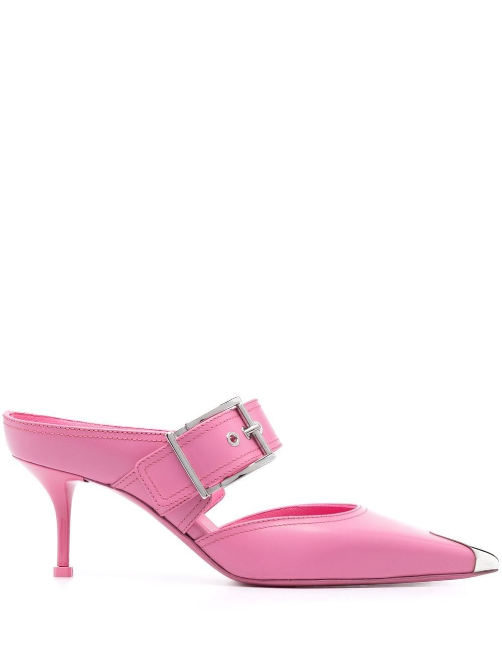 Alexander Mcqueen Women's 75Mm Metallic Toe-Cap Detail Mules