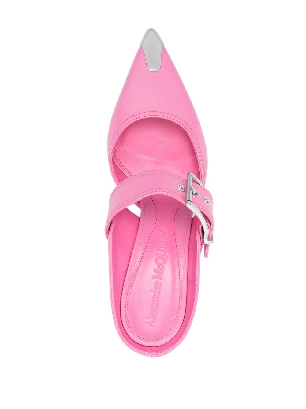 Alexander Mcqueen Women's 75Mm Metallic Toe-Cap Detail Mules