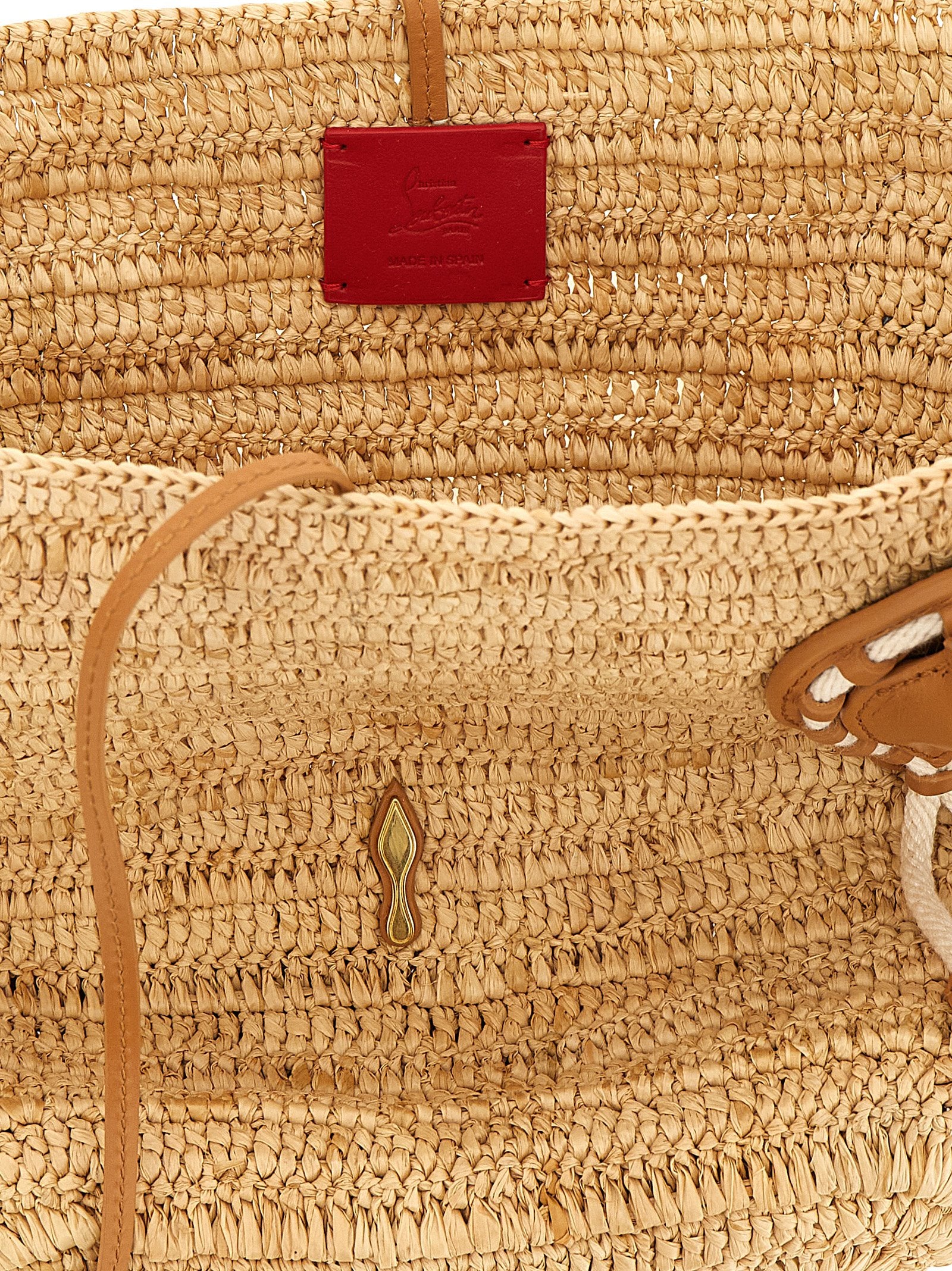 Christian Louboutin Beige Raffia Tote Women's Bag