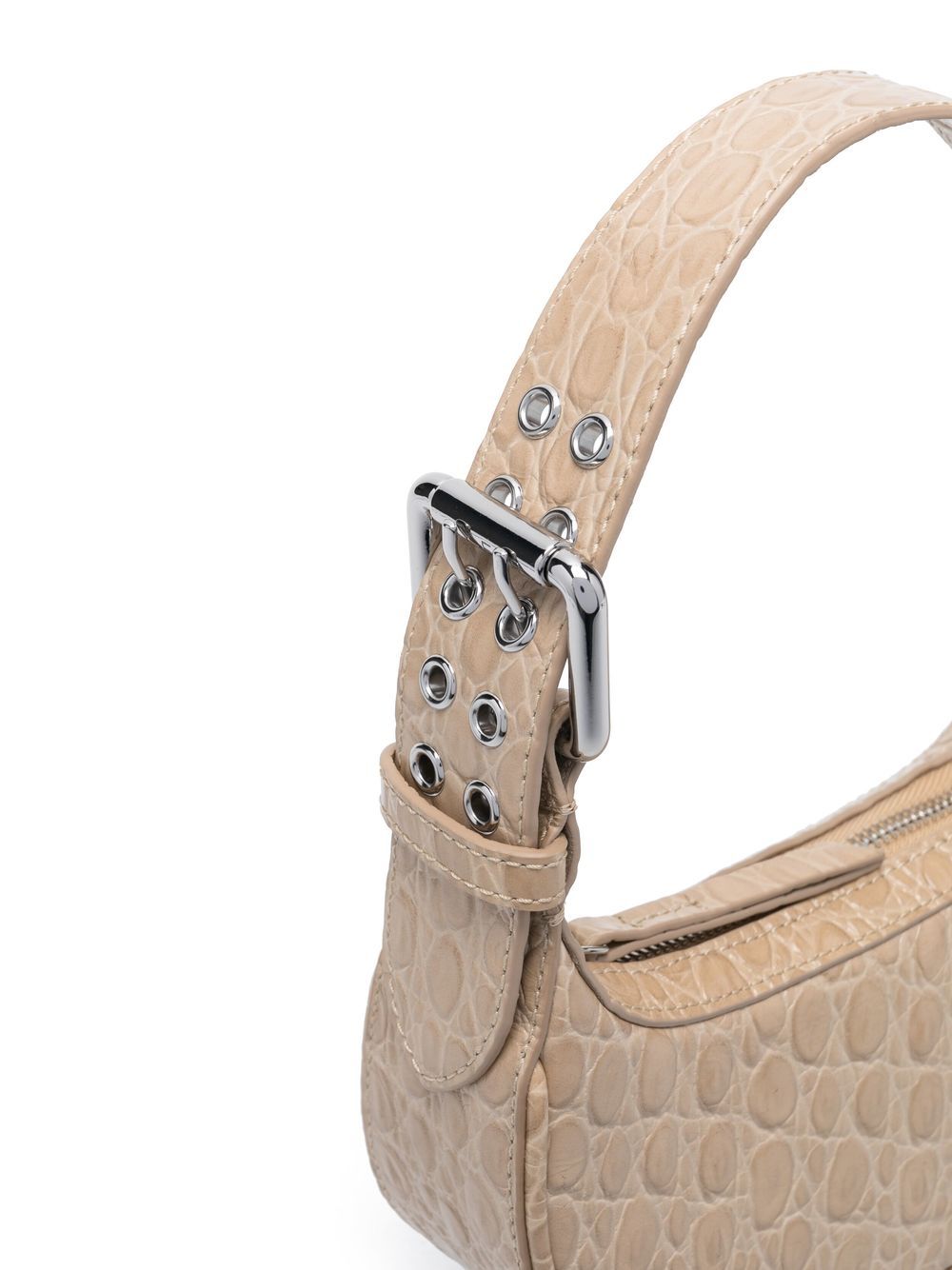 By Far Mini Soho Crocodile-Embossed Shoulder Bag