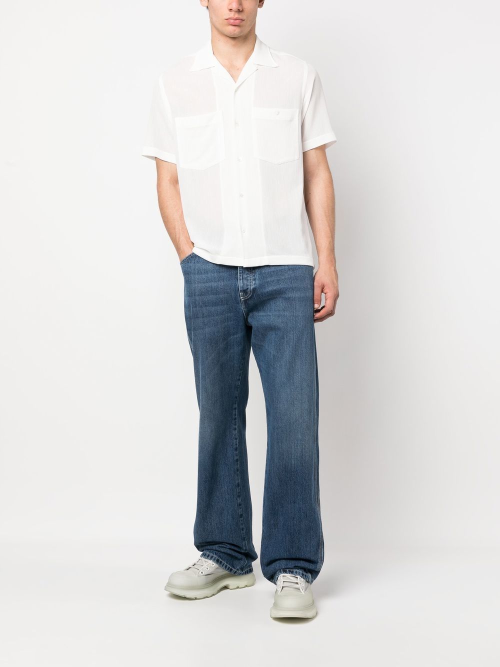 Alexander Mcqueen Men's Wide-Leg Panelled Jeans