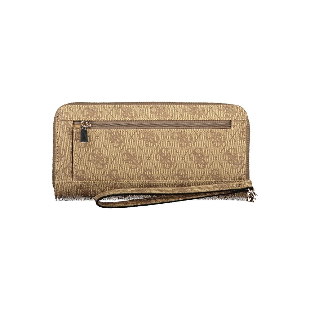 Guess Jeans Beige Polyurethane Women's Wallet with Functional Women's Compartments