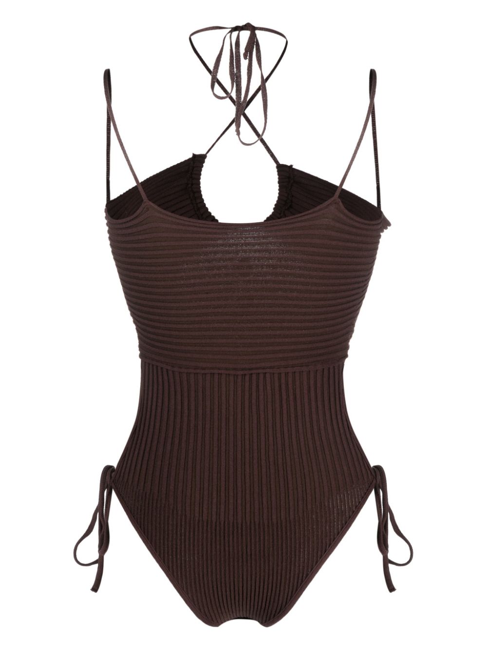 Andrea Adamo Halterneck-Fastening Ribbed-Knit Bodysuit