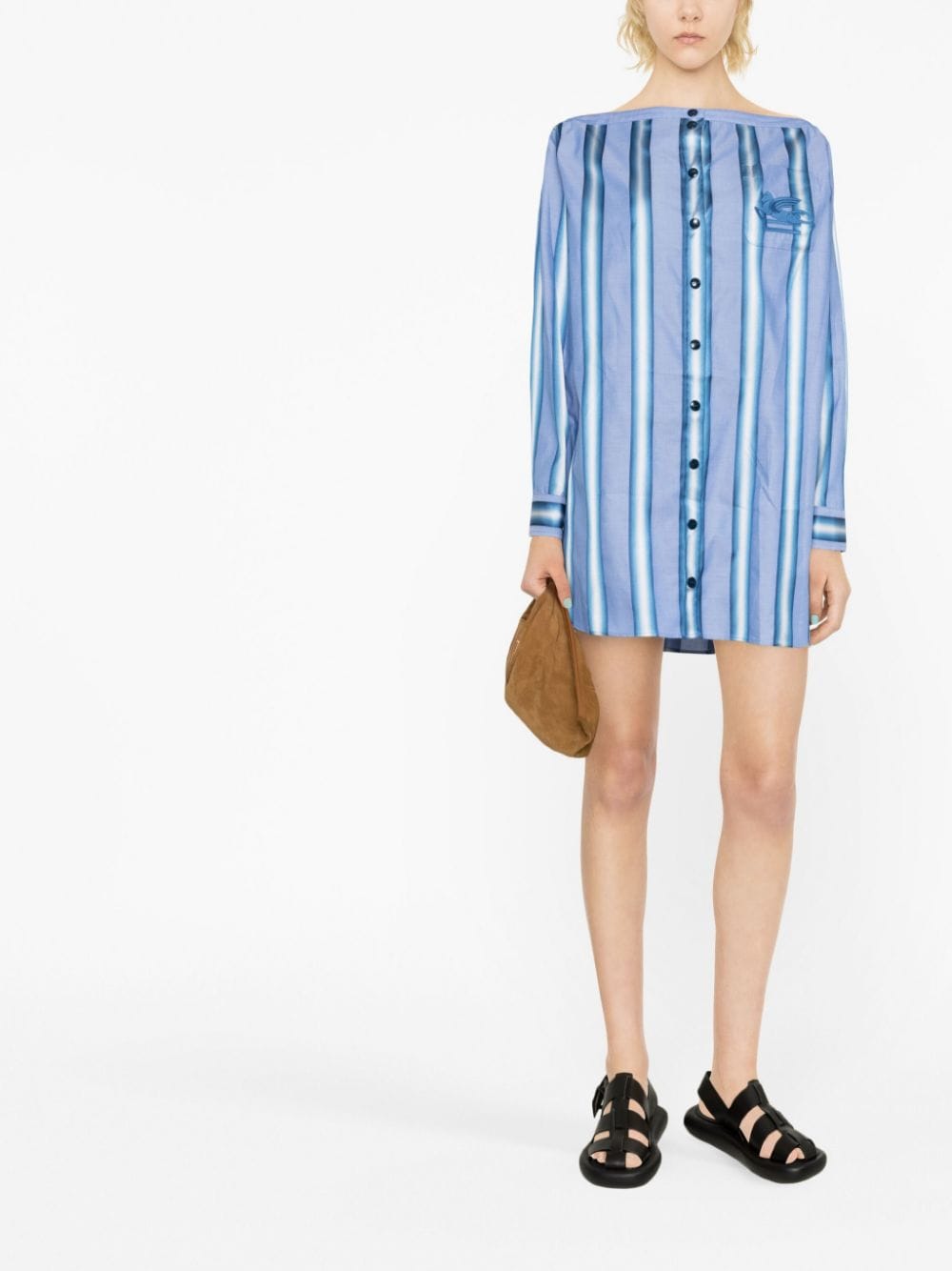 Etro Women's Vertical-Stripe Long-Sleeve Shirt Dress