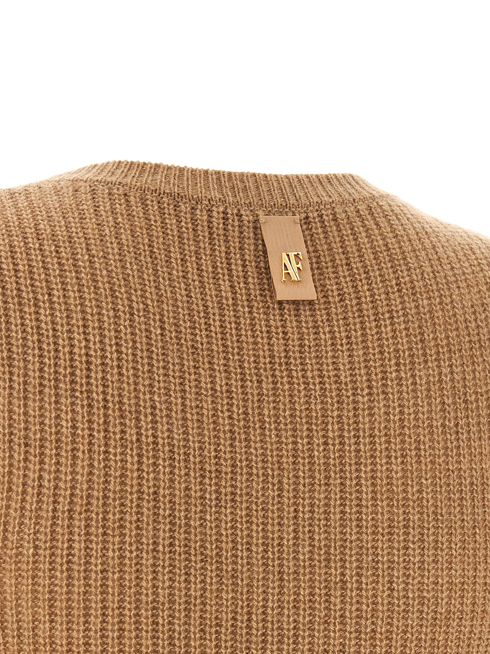 Alberta Ferretti Brown Cashmere Midi Women's Dress