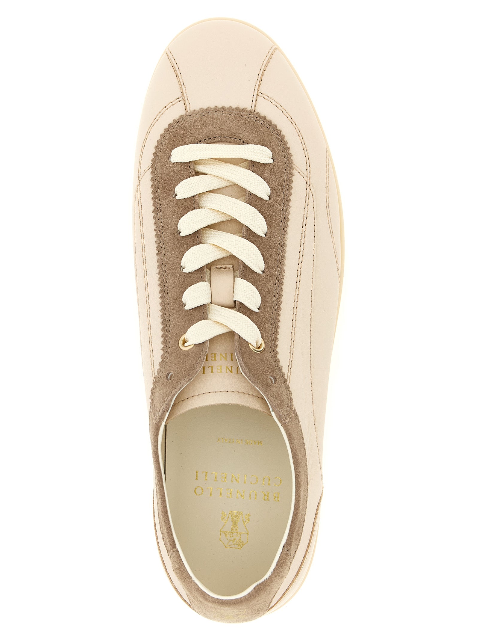 Brunello Cucinelli Beige Calfskin Low Top Men's Sneakers