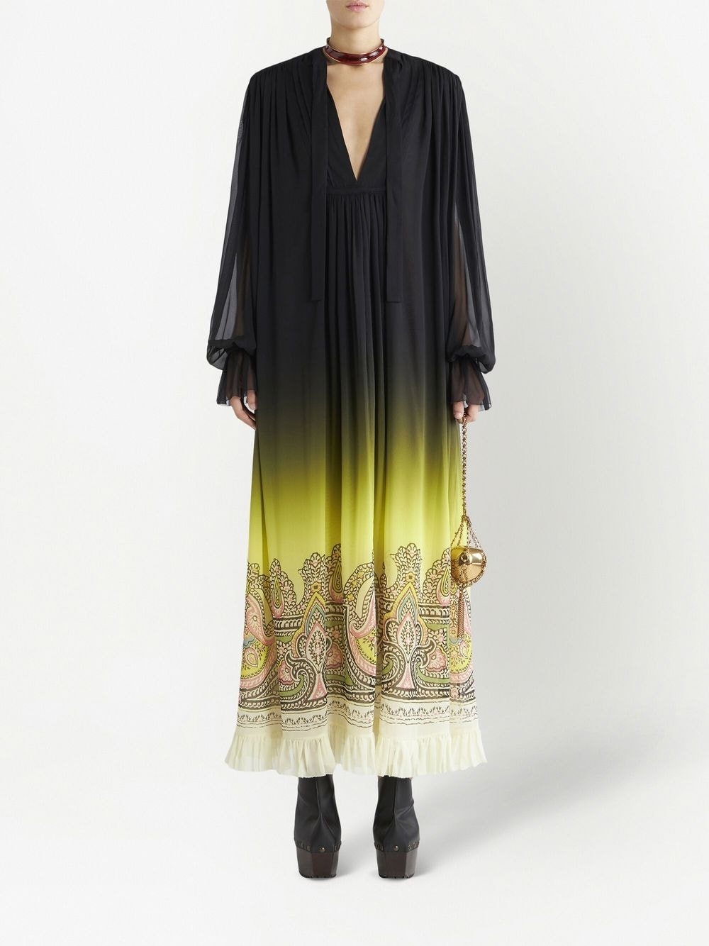 Etro Women's Silk Dress With Paisley Print And Gradient Effect