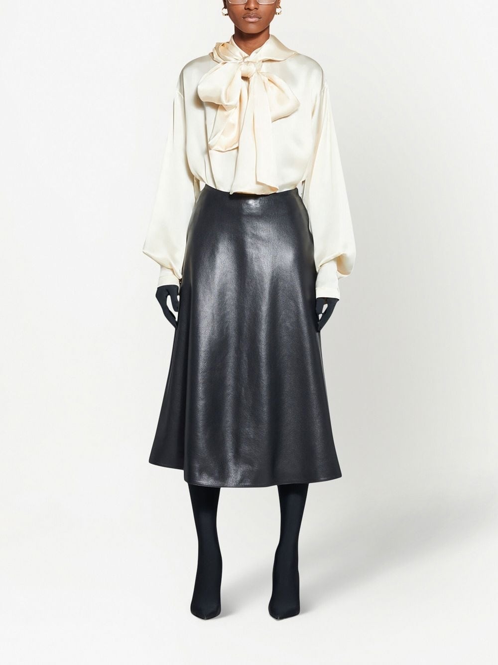 Balenciaga Women's Leather Midi Skirt