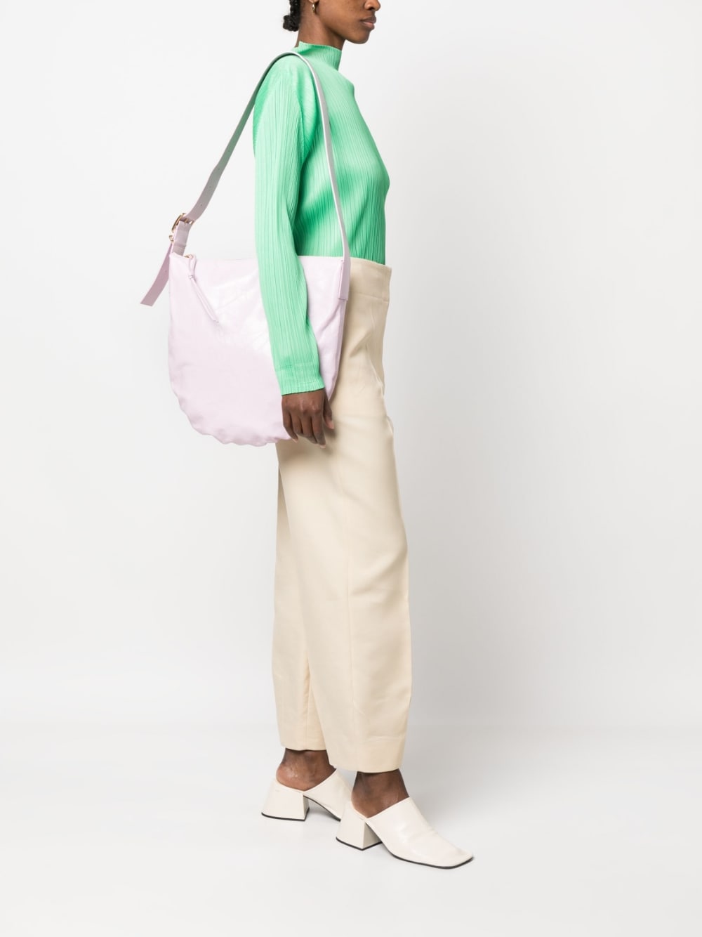 Jil Sander Women's Medium Crinkled Leather Shoulder Bag