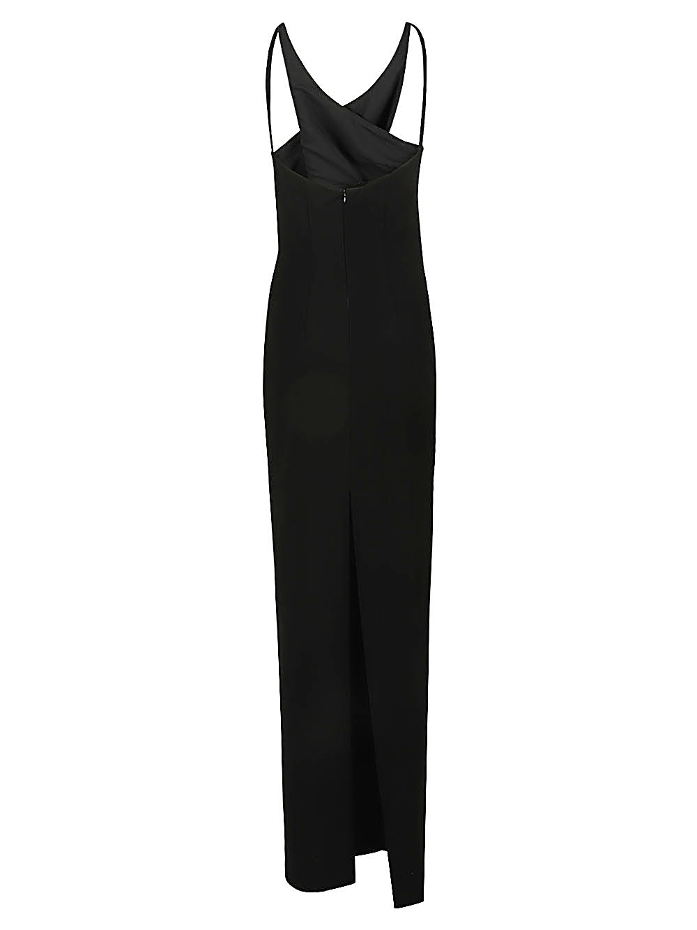Monot Pre Women's Cut-Out Detail Silk Crepe Long Dress 2 / Black