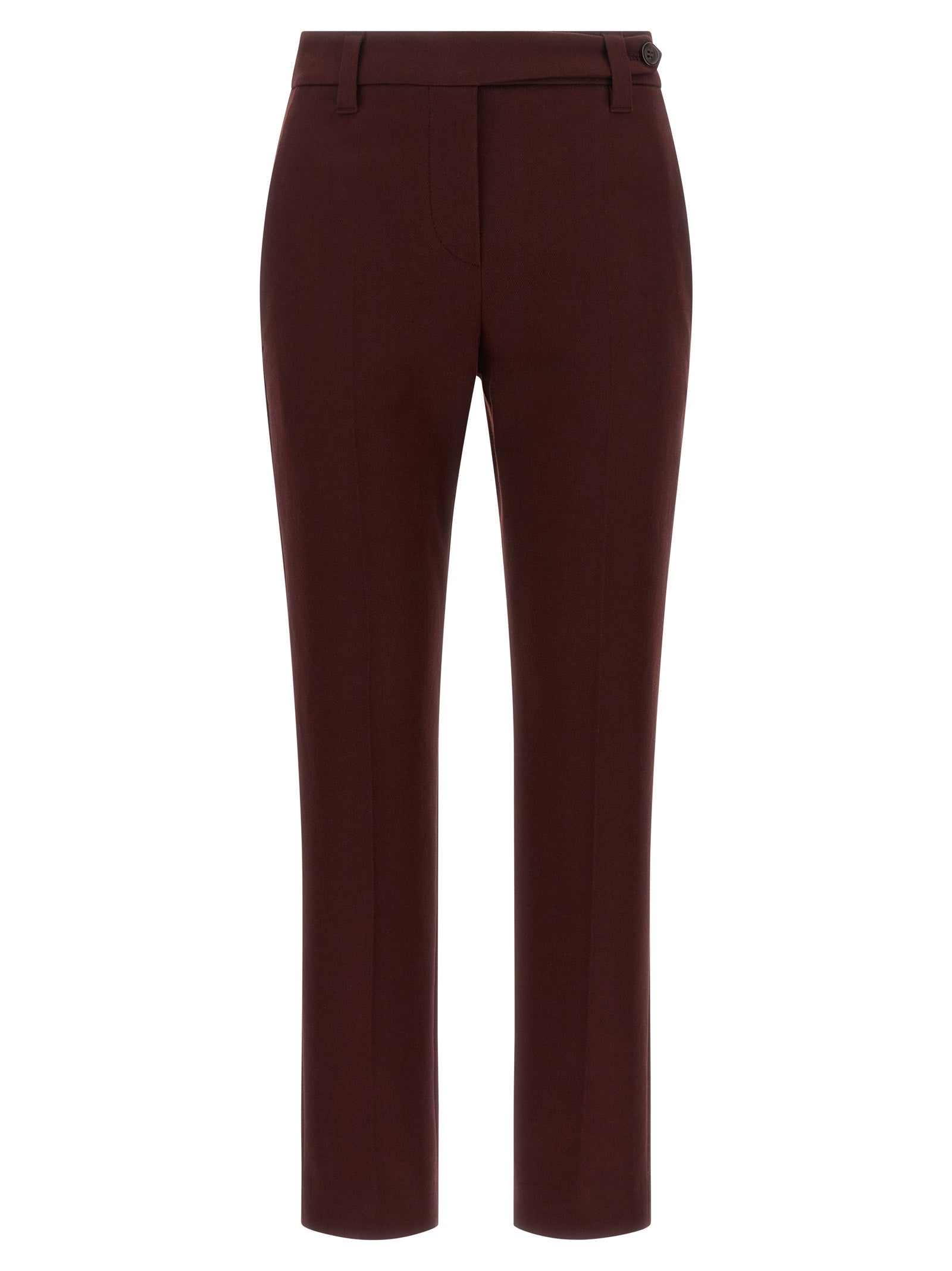 Brunello Cucinelli Bordeaux Cotton Casual Women's Pants