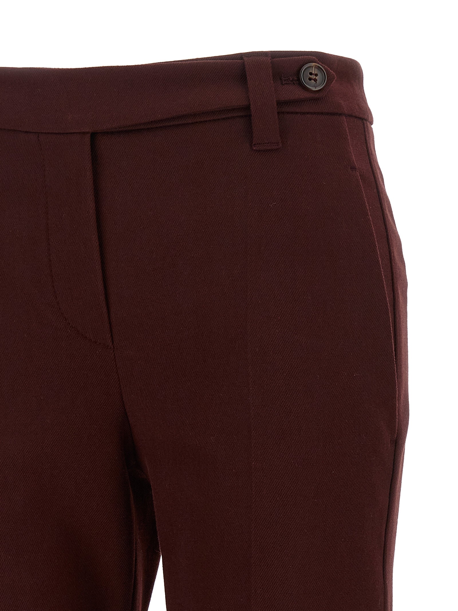 Brunello Cucinelli Bordeaux Cotton Casual Women's Pants