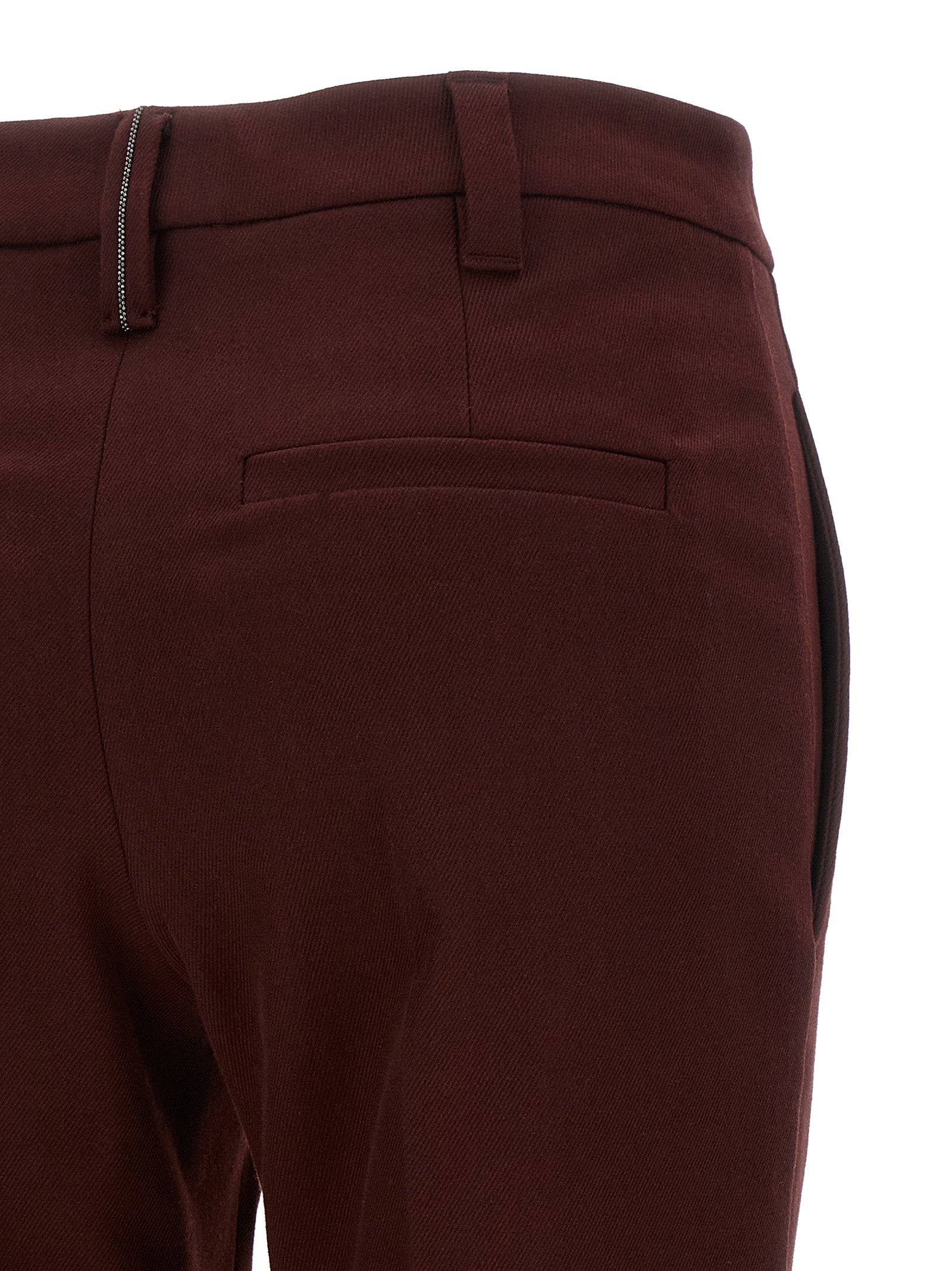 Brunello Cucinelli Bordeaux Cotton Casual Women's Pants
