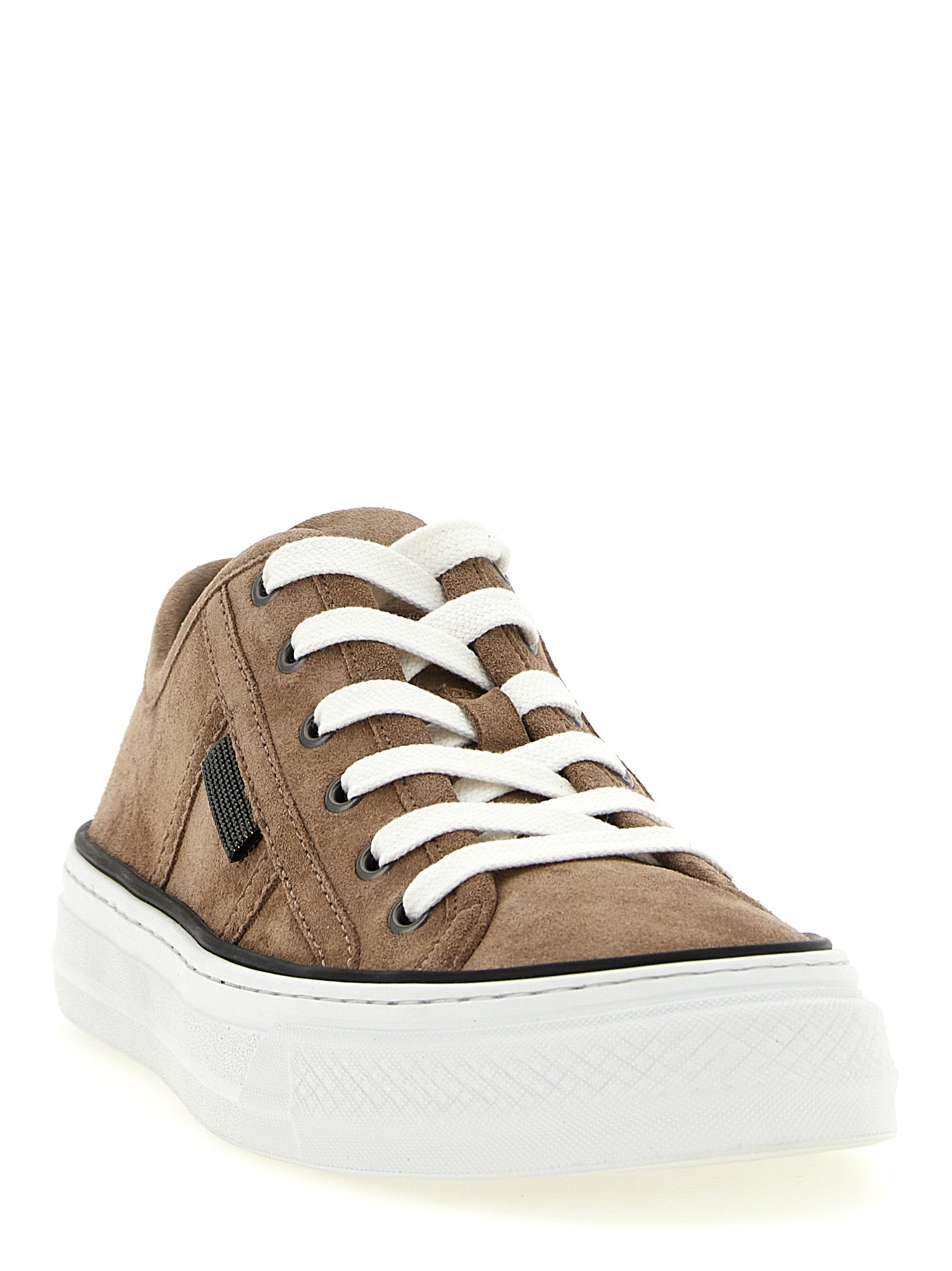 Brunello Cucinelli Brown Leather Low Top Women's Sneakers