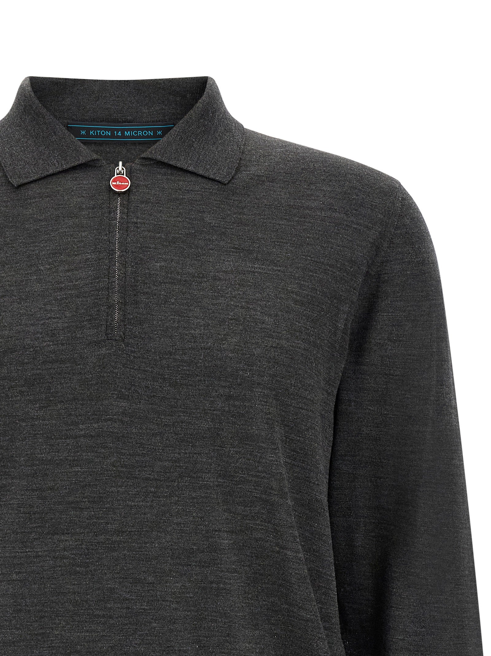 Kiton Gray Wool Polo Men's Shirt