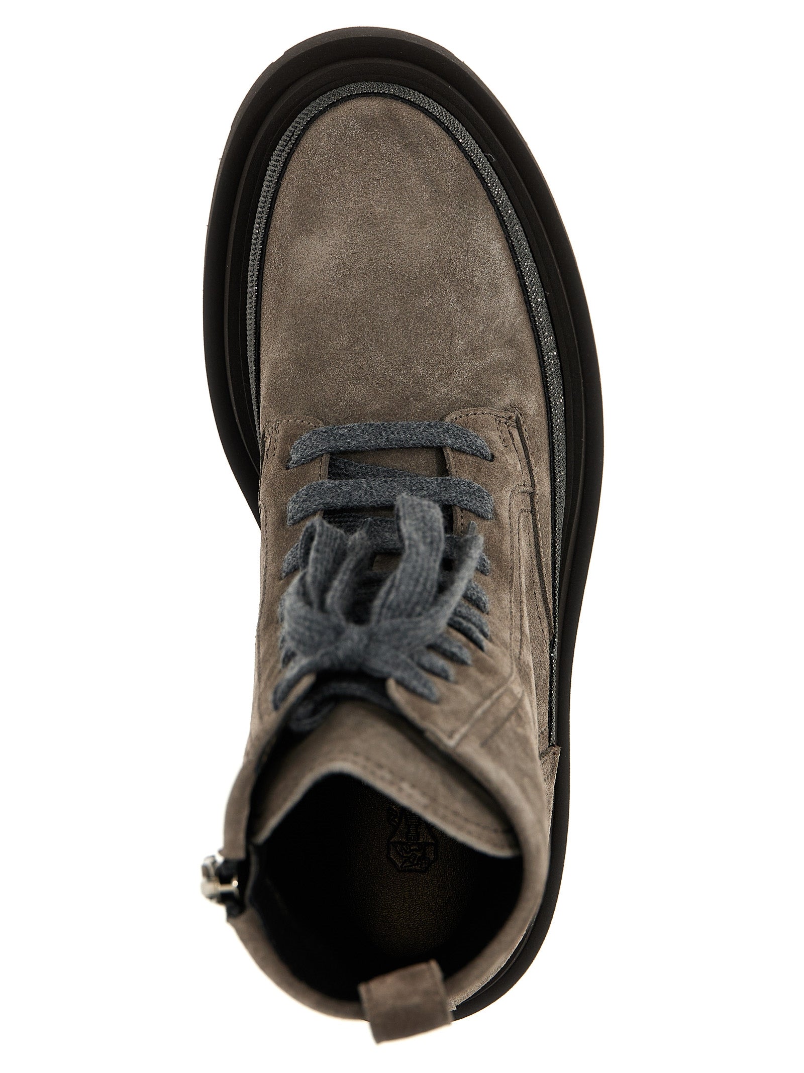 Brunello Cucinelli Gray Leather Ankle Women's Boots