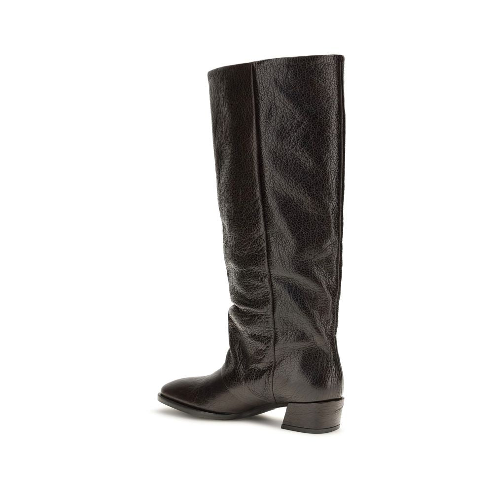 P.A.R.O.S.H. Brown Calf Leather Bos Taurus Flat Women's Boots
