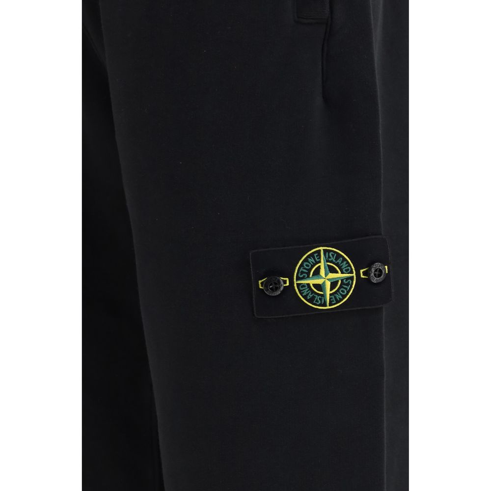 Stone Island Black Cotton Joggers (Workout Men's Pants)