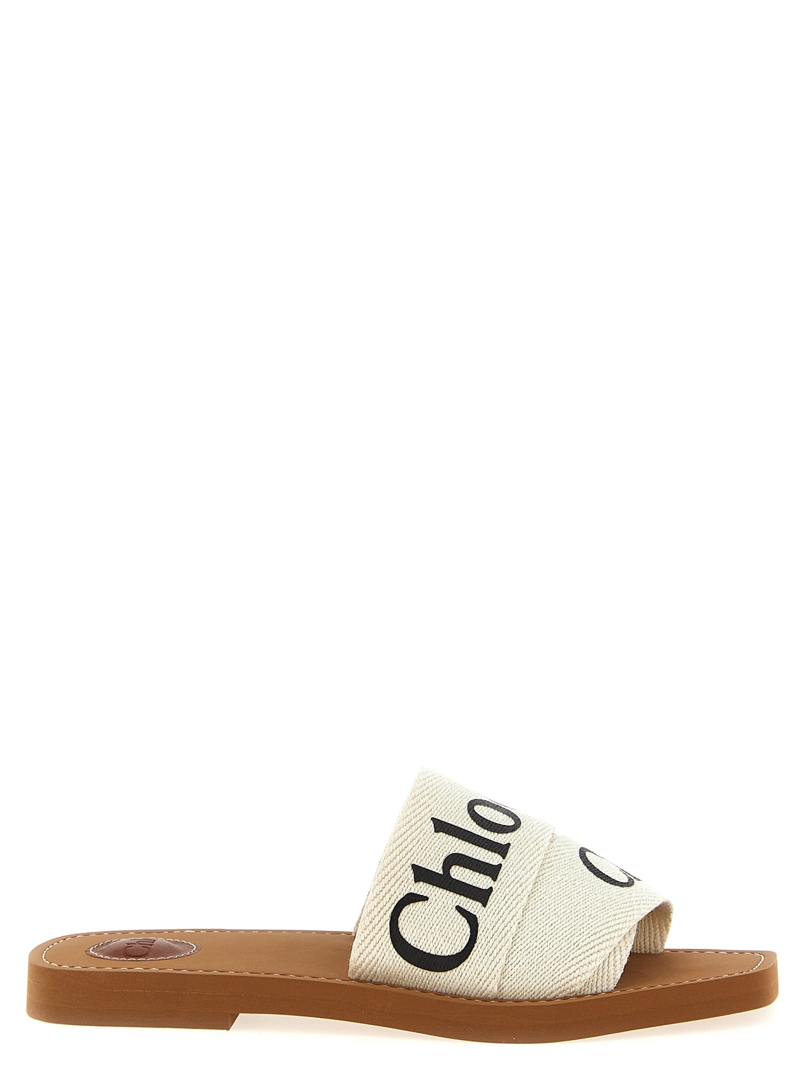 Chloé White Linen Flat Women's Sandals