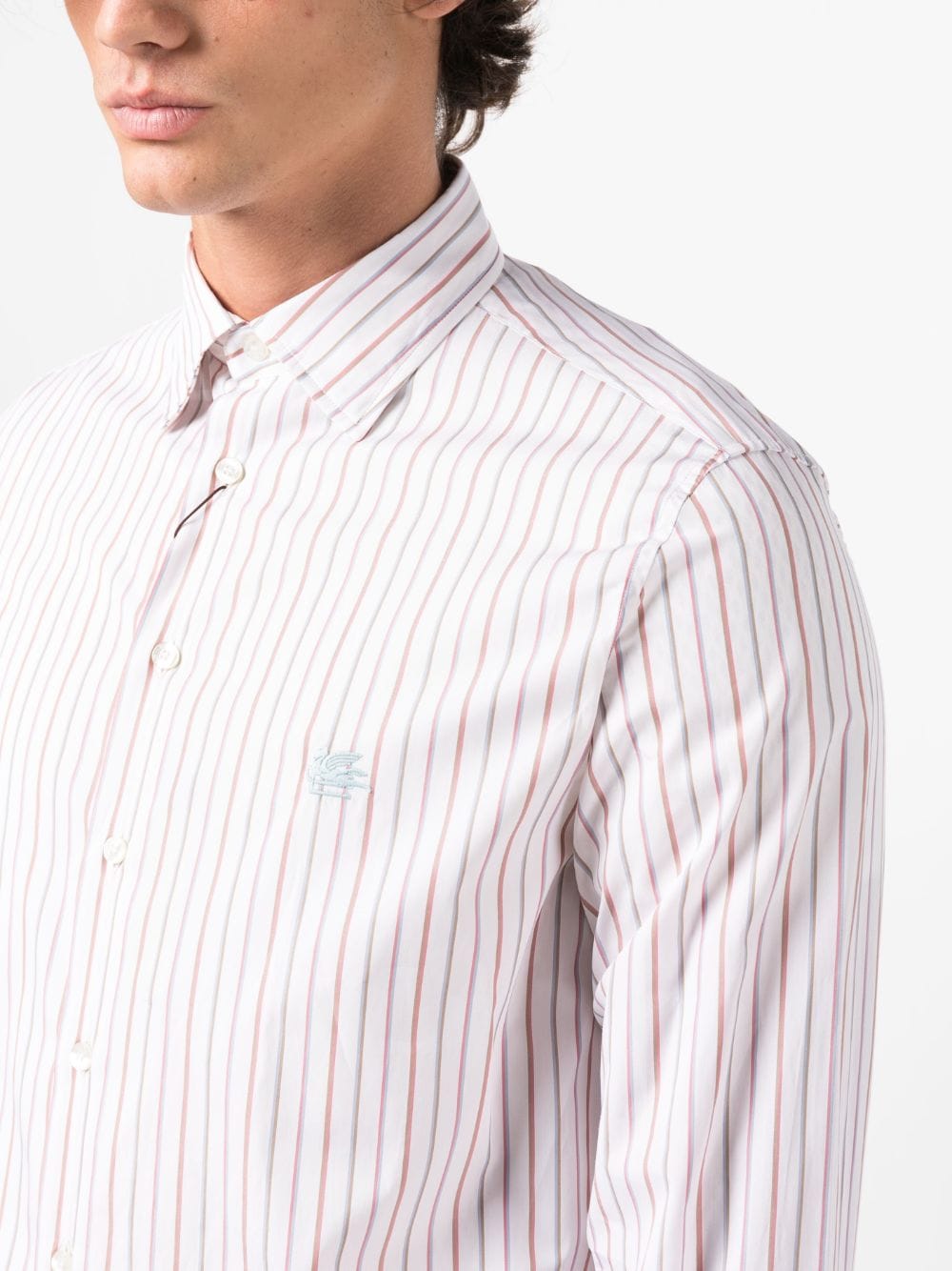 Etro Men's Striped Shirt With Embroidery