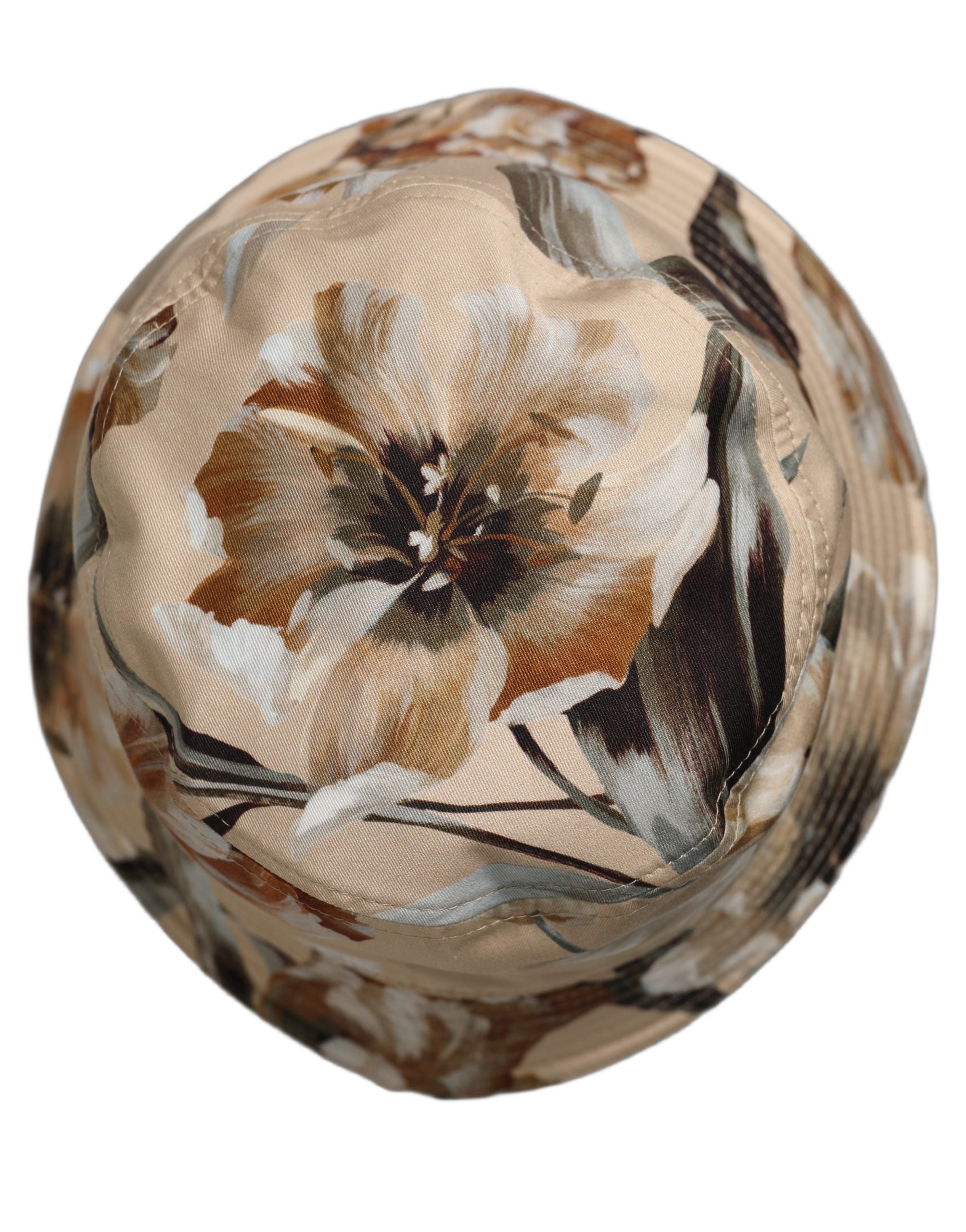 Dolce & Gabbana Men Beige Floral Wide Brim Bucket Capello Men's Hat