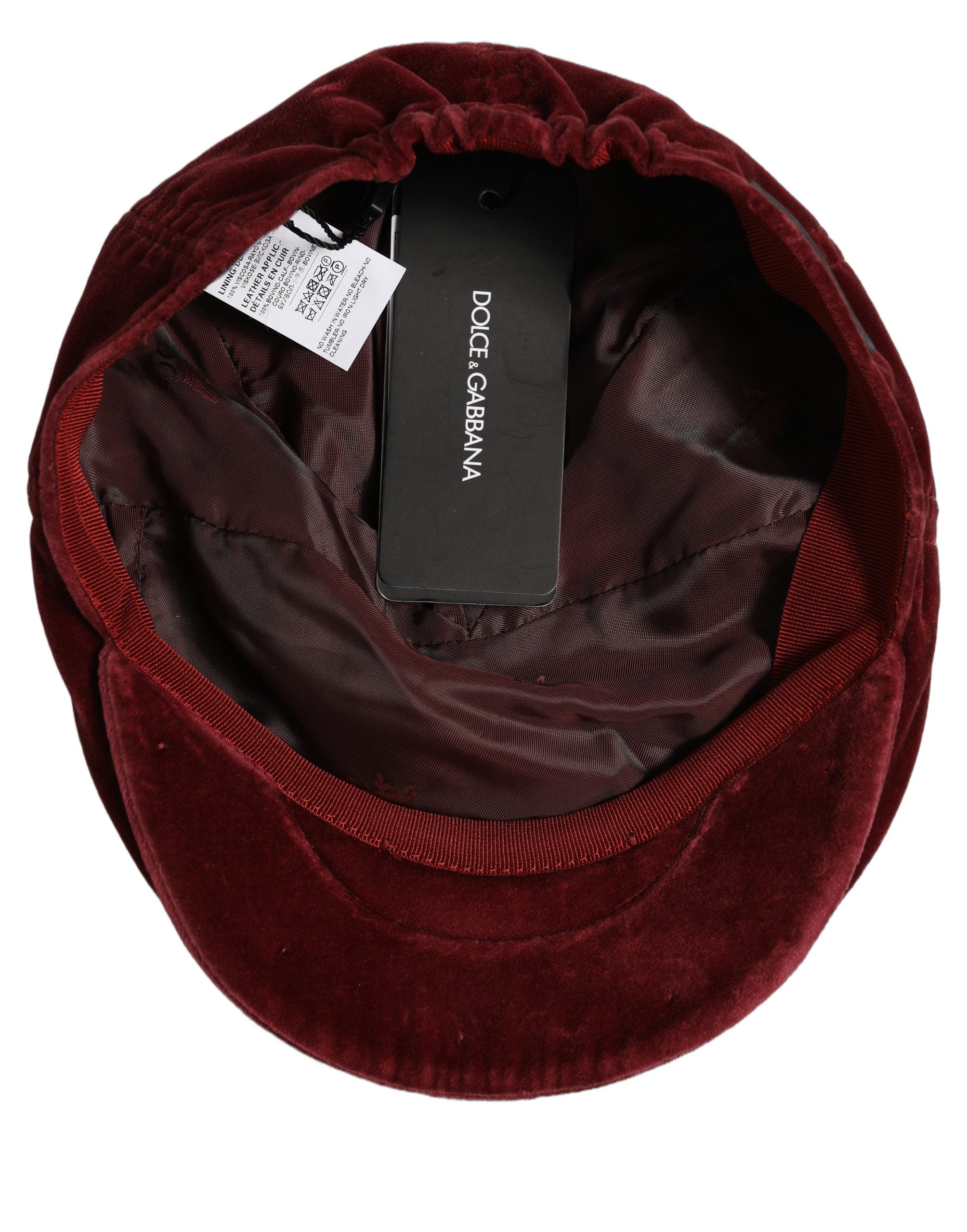 Dolce & Gabbana Men Dark Red Cotton Newsboy Capello Cabbie Men's Hat