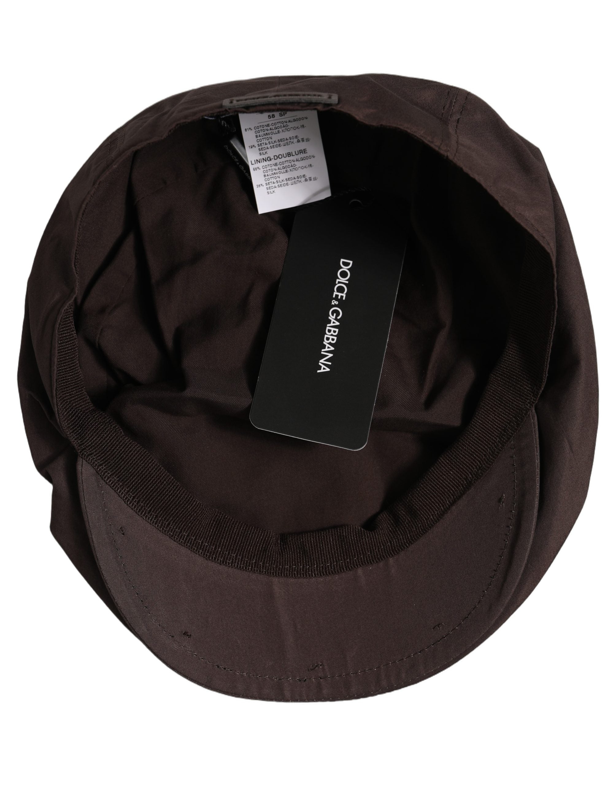 Dolce & Gabbana Men Brown Cotton Newsboy Capello Cabbie Men's Hat