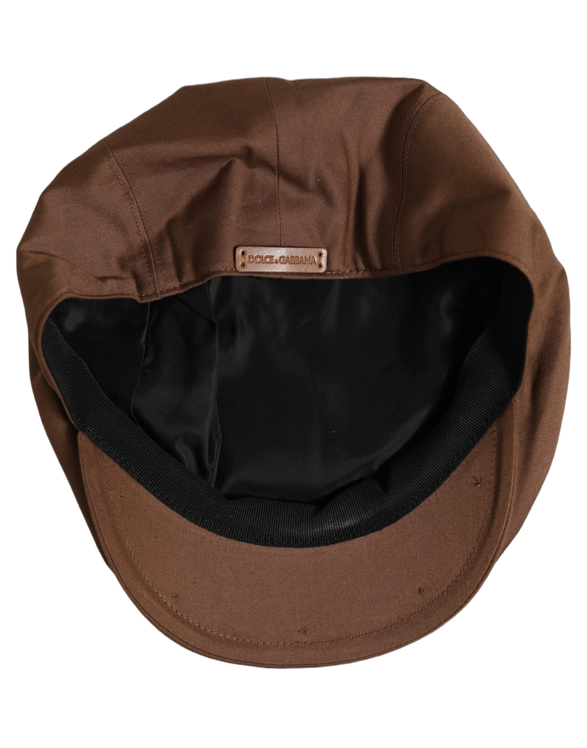 Dolce & Gabbana Men Brown Cotton Newsboy Capello Cabbie Men's Hat