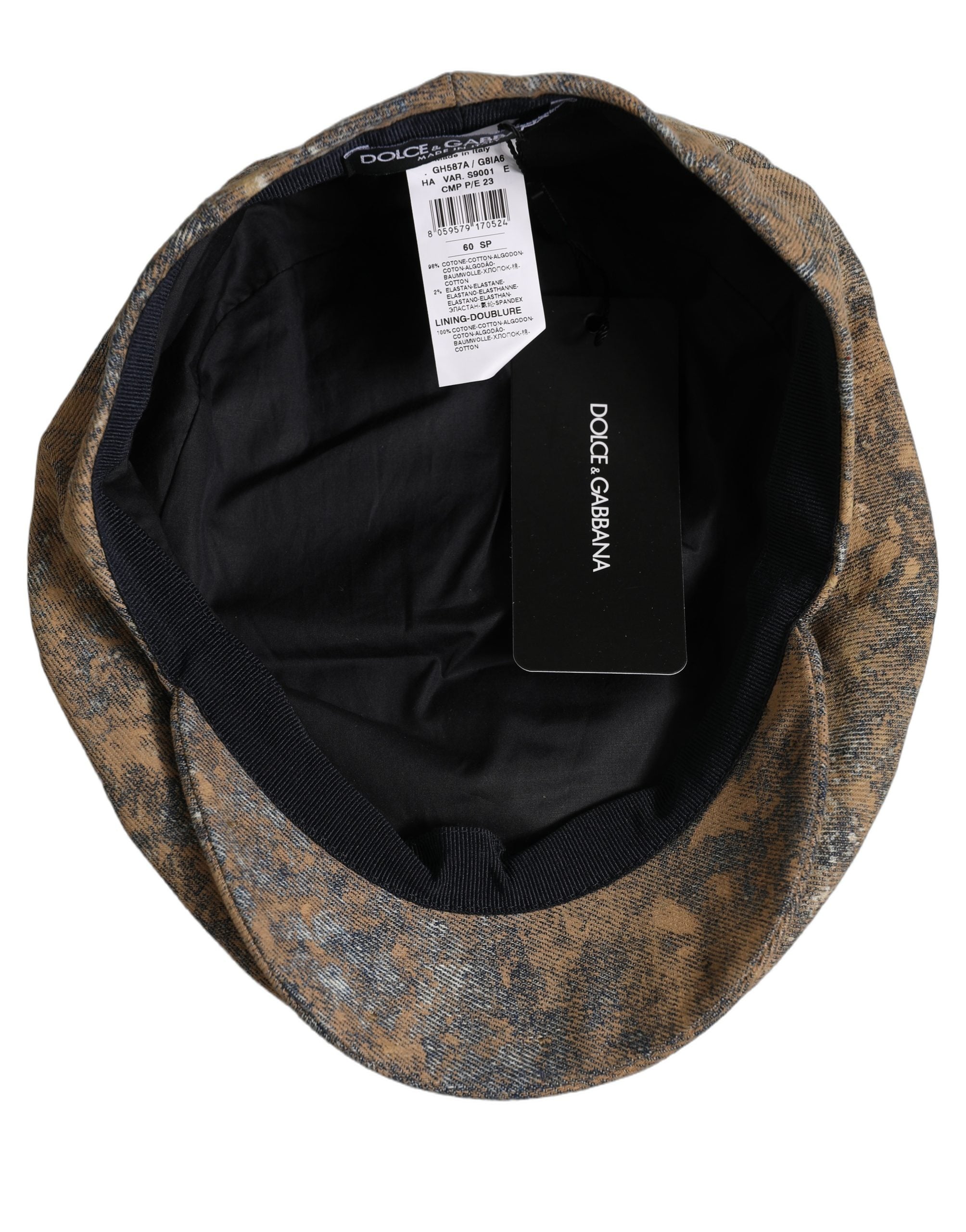Dolce & Gabbana Men Brown Cotton Newsboy Capello Cabbie Men's Hat