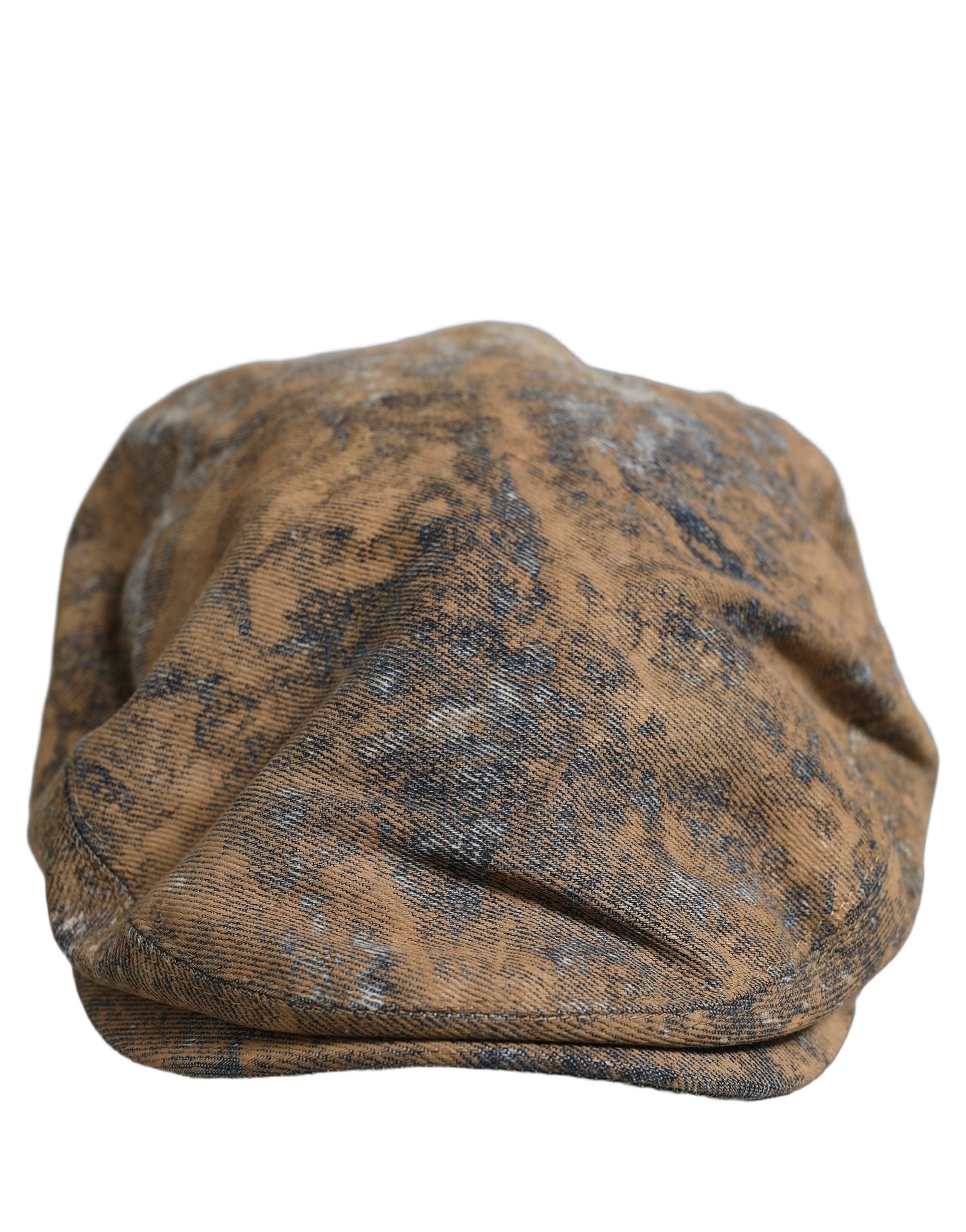 Dolce & Gabbana Men Brown Cotton Newsboy Capello Cabbie Men's Hat