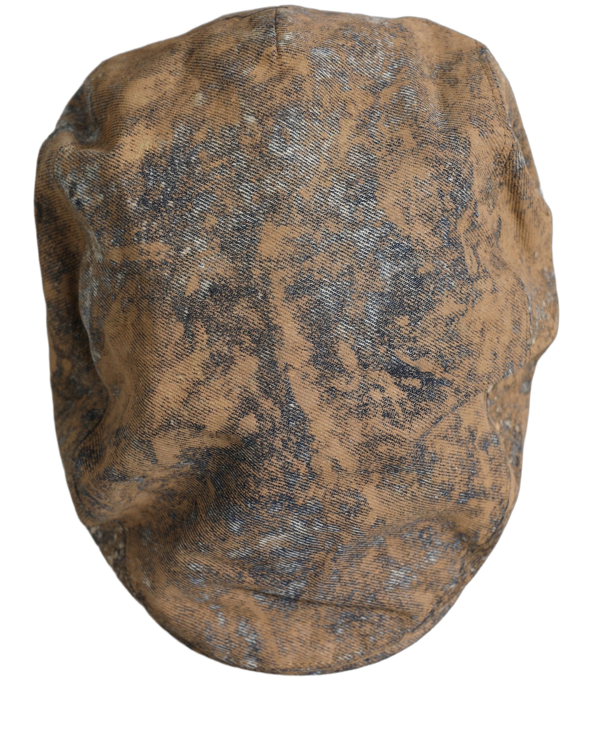 Dolce & Gabbana Men Brown Cotton Newsboy Capello Cabbie Men's Hat