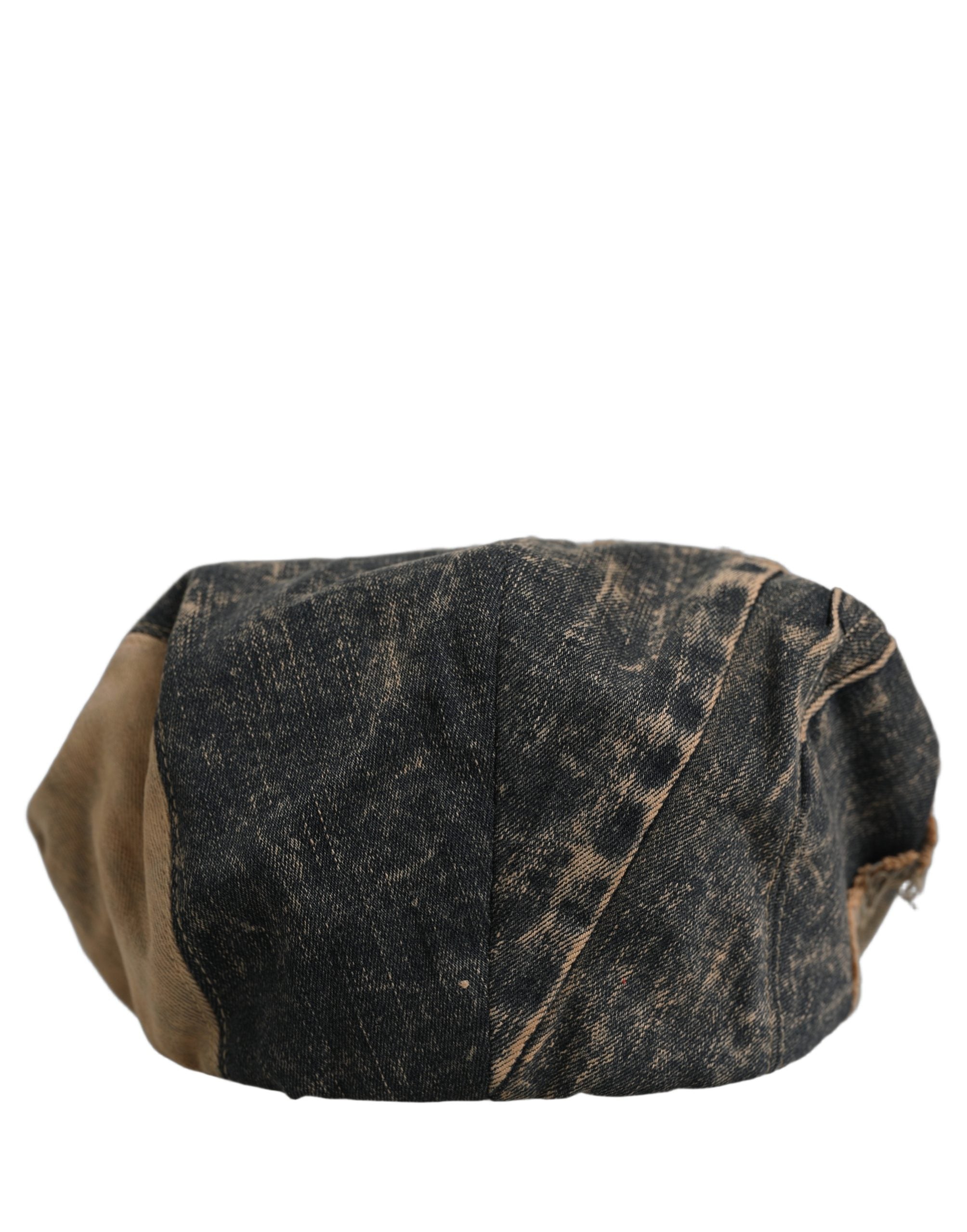 Dolce & Gabbana Brown Cotton Denim Newsboy Capello Cabbie Men's Hat