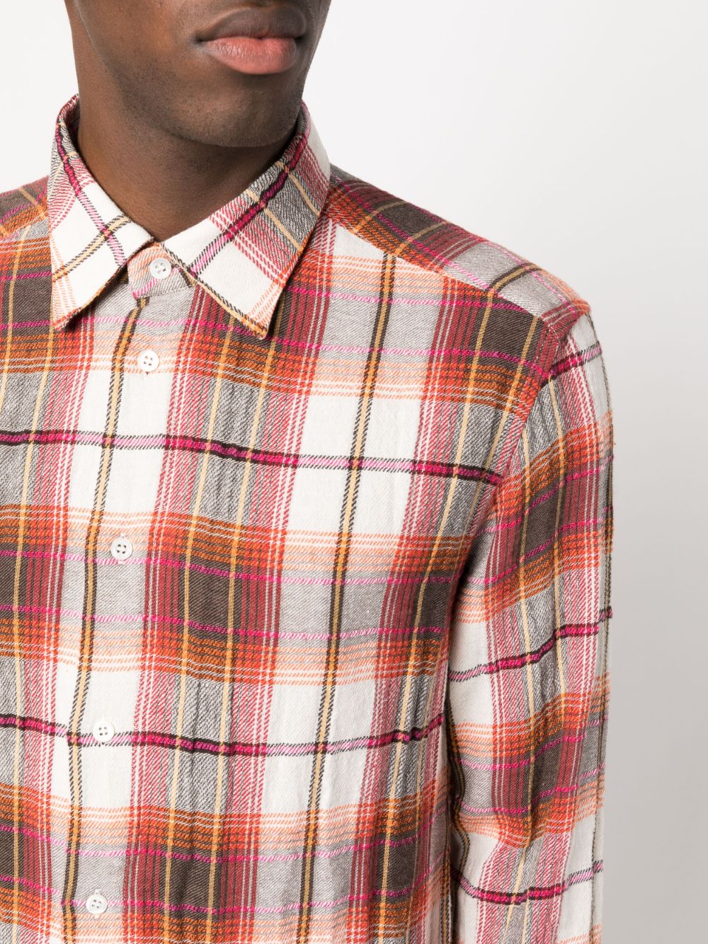 Barena Men's Check Print Cotton Blend Shirt