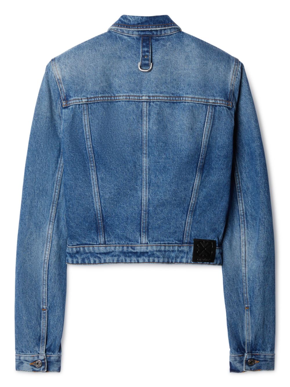 Off White Women's Crop Denim Jacket With Belt