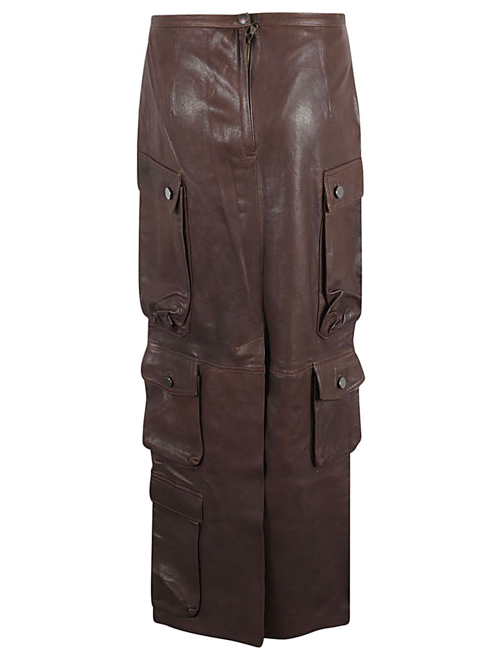 Fermas.Club Women's Leather Cargo Long Skirt