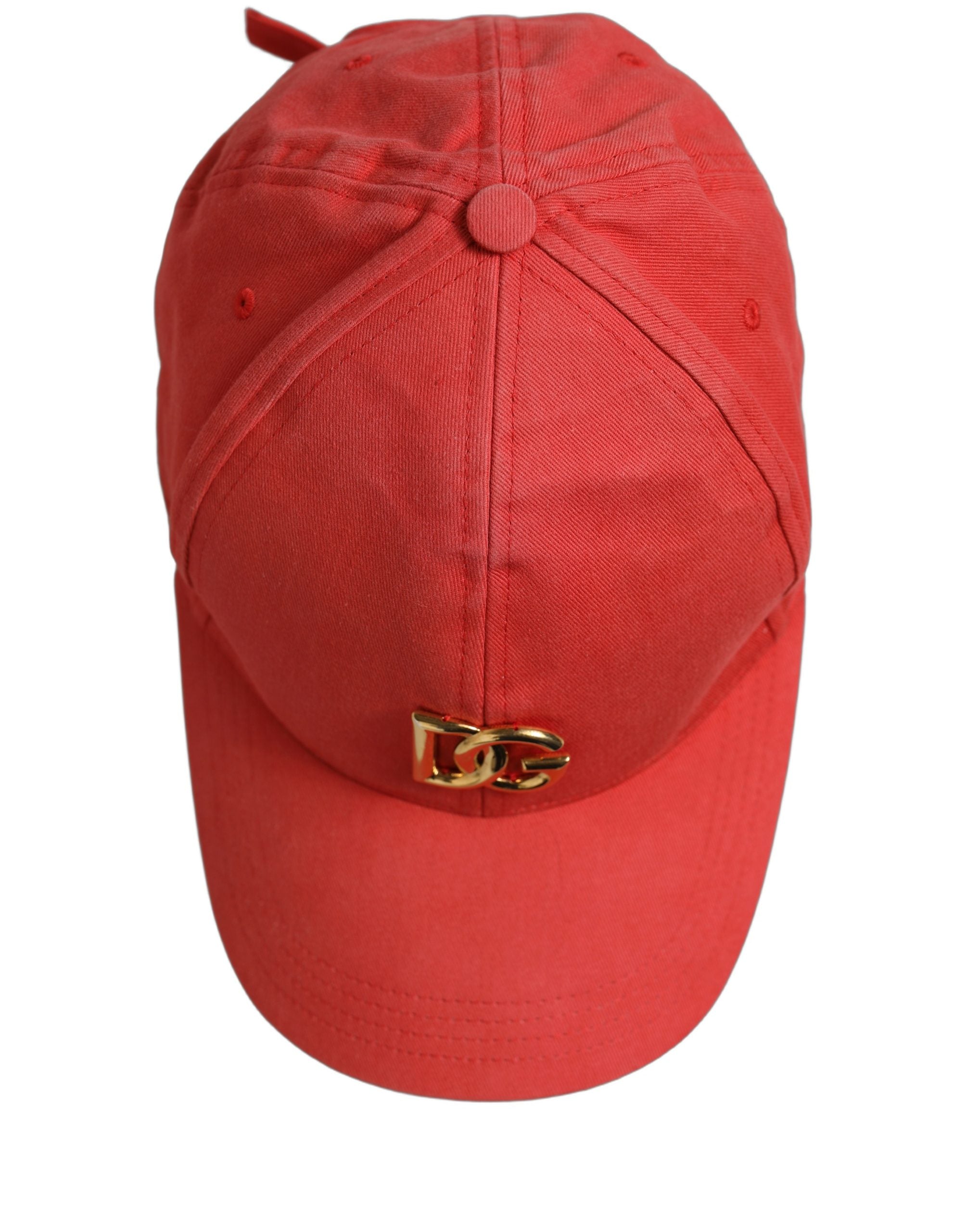 Dolce & Gabbana Men Red Cotton DG Logo Plaque Baseball Cap Men's Hat (Pre-Owned)