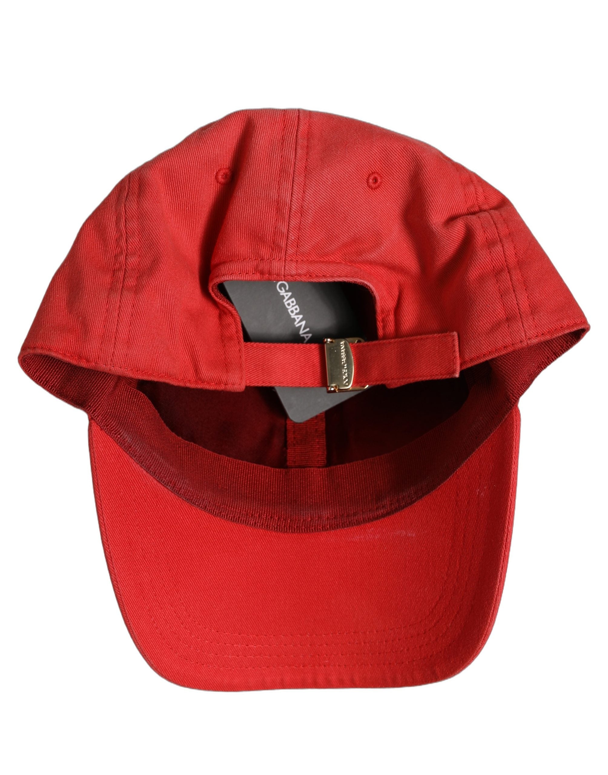 Dolce & Gabbana Men Red Cotton DG Logo Plaque Baseball Cap Men's Hat (Pre-Owned)