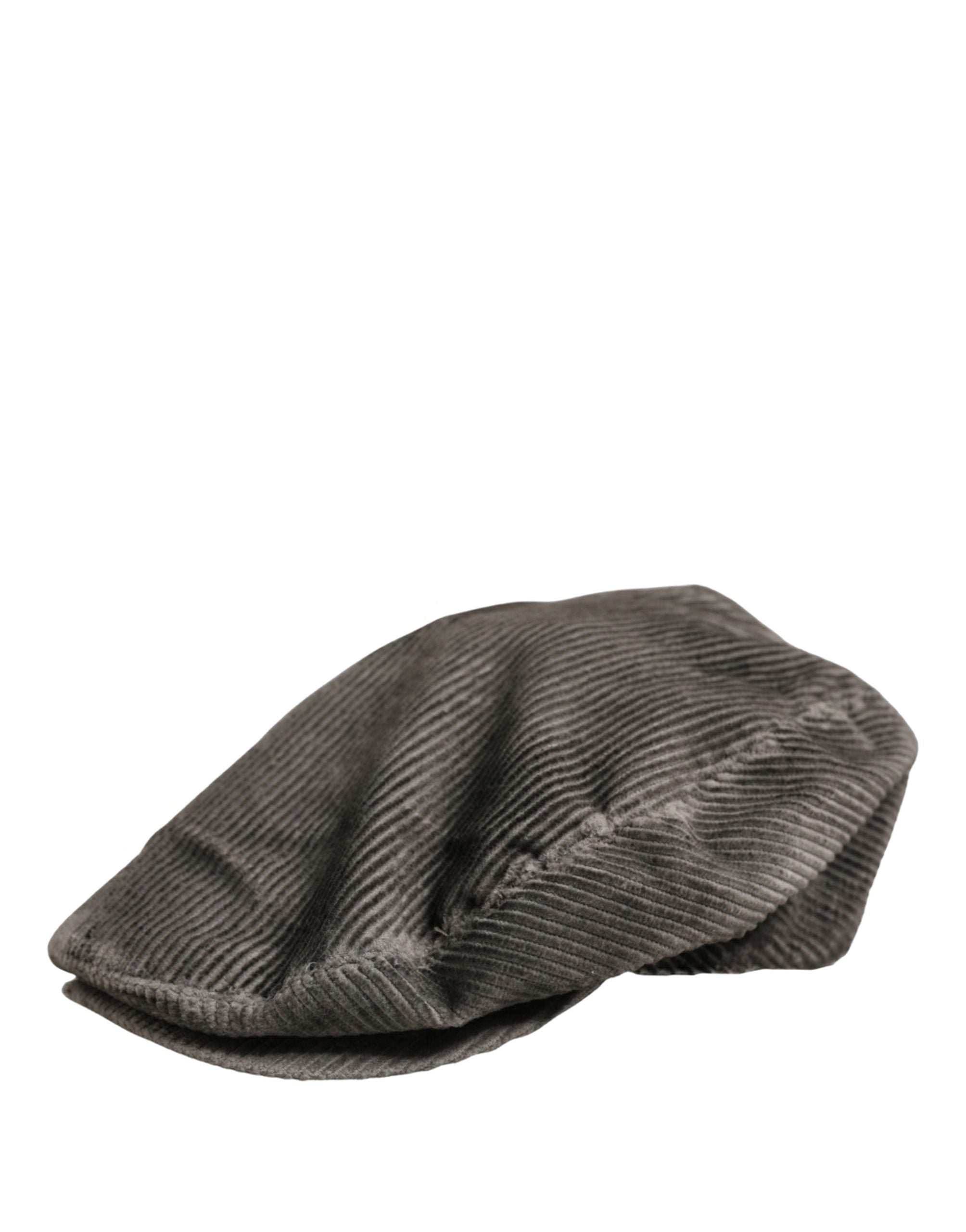 Dolce & Gabbana Men Grey Cotton Corduroy Cloth Newsboy Cap Men's Hat (Pre-Owned)