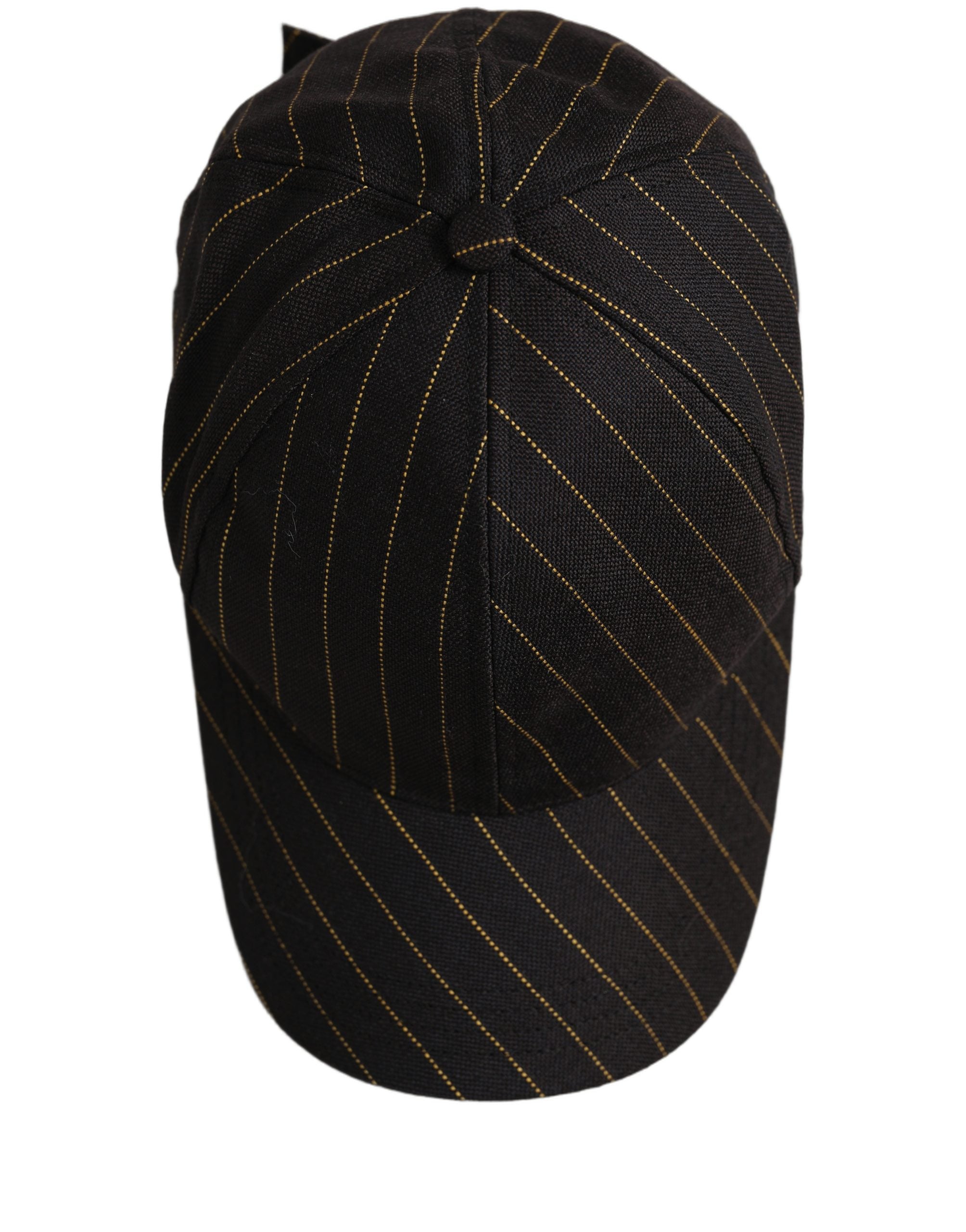 Dolce & Gabbana Black Gold Pinstriped Cotton Baseball Cap Men's Hat