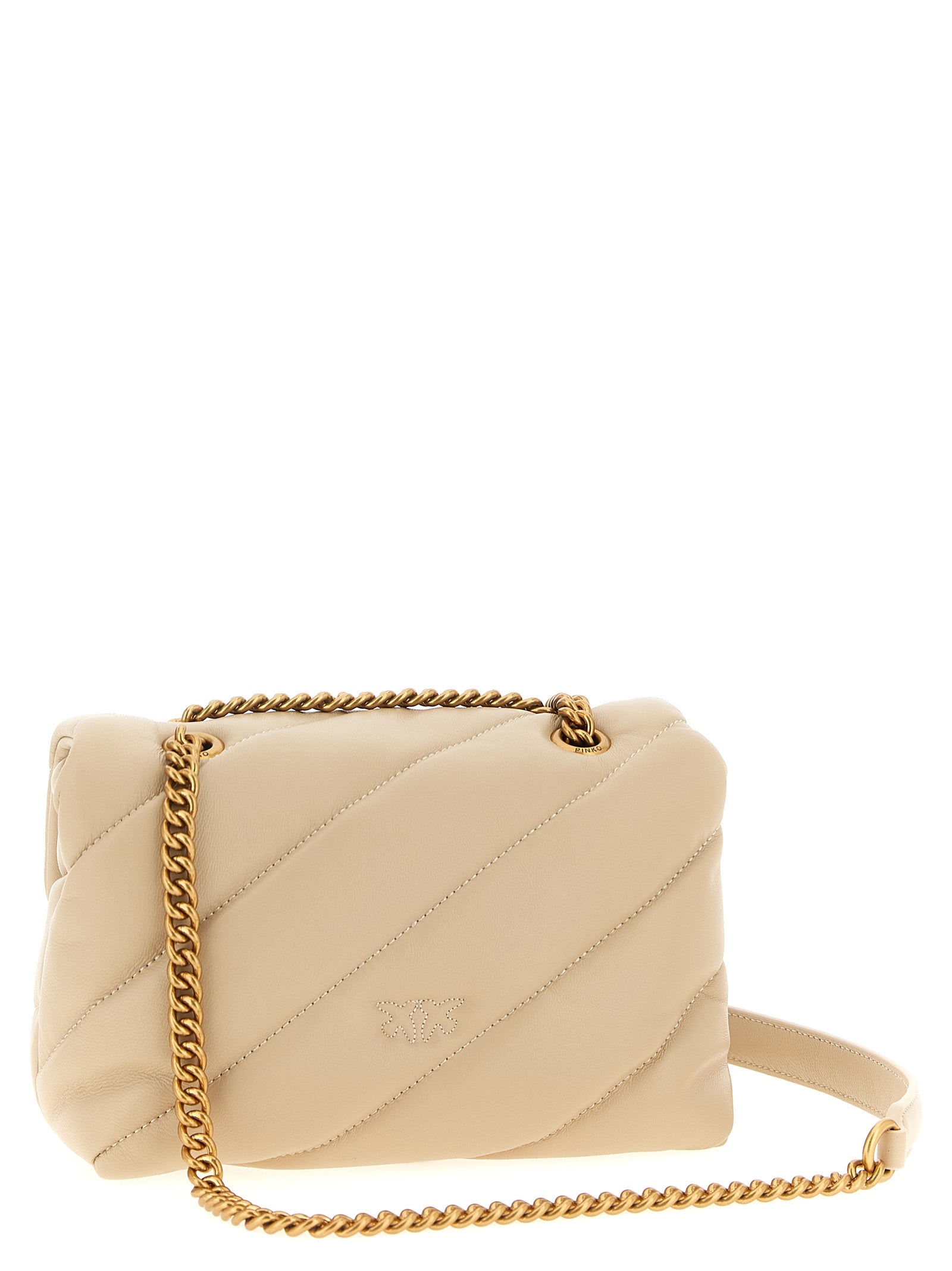 PINKO Beige Lambskin Crossbody Women's Bag