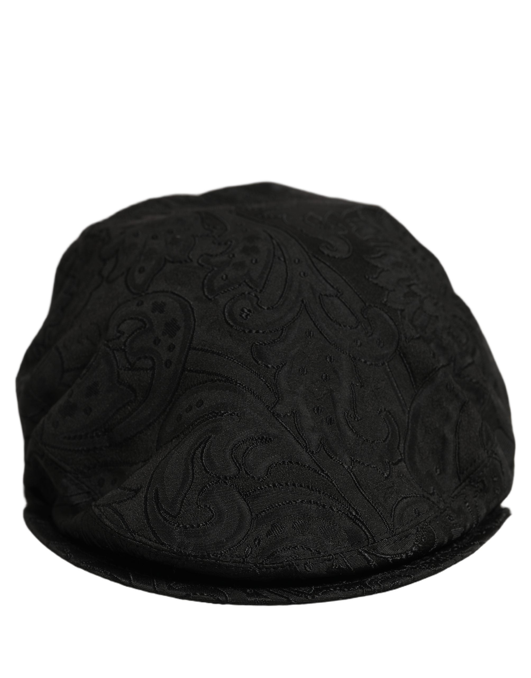 Dolce & Gabbana Men Black Floral Jacquard Newsboy Capello Men's Hat