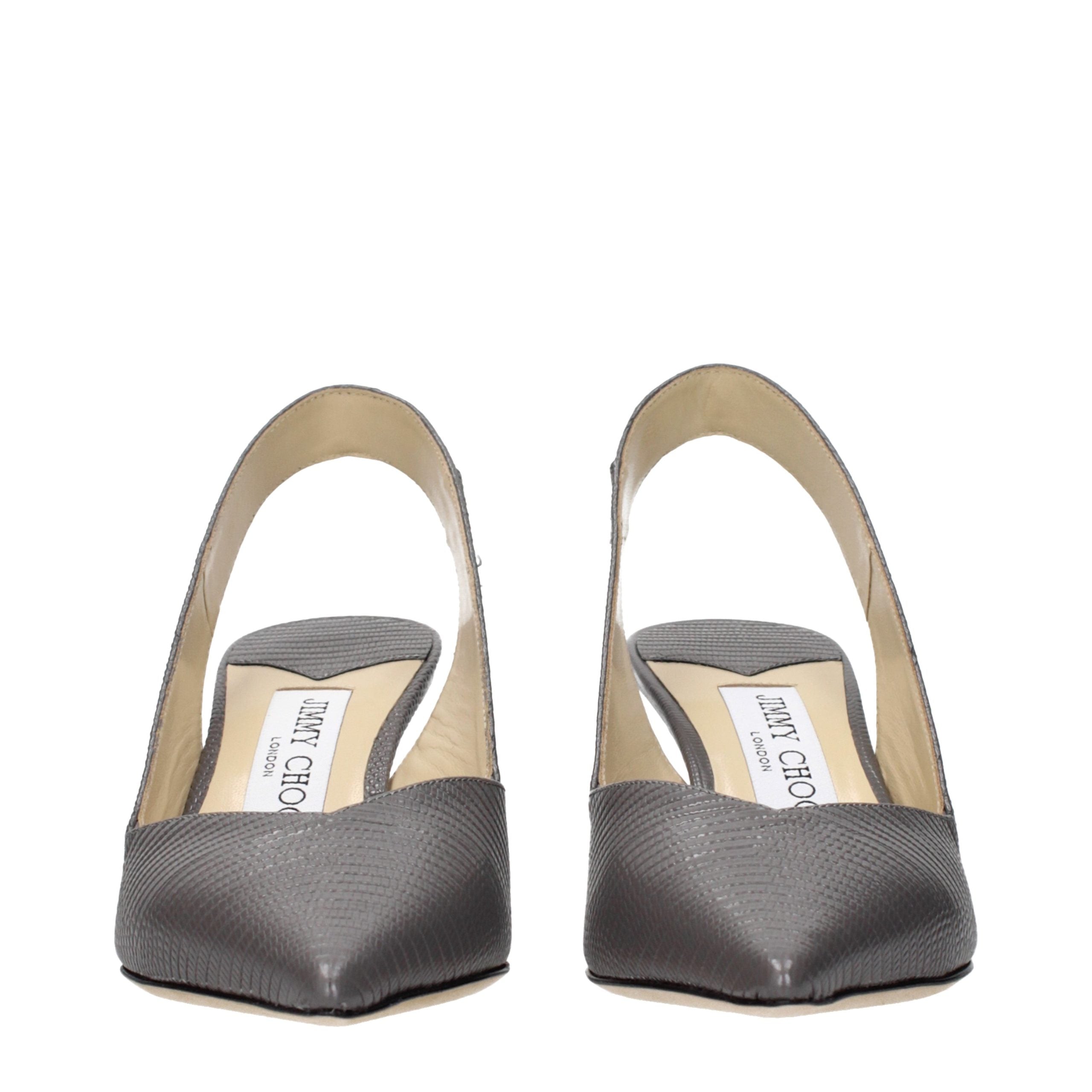Jimmy Choo Gray Leather High Heel Women's Pumps