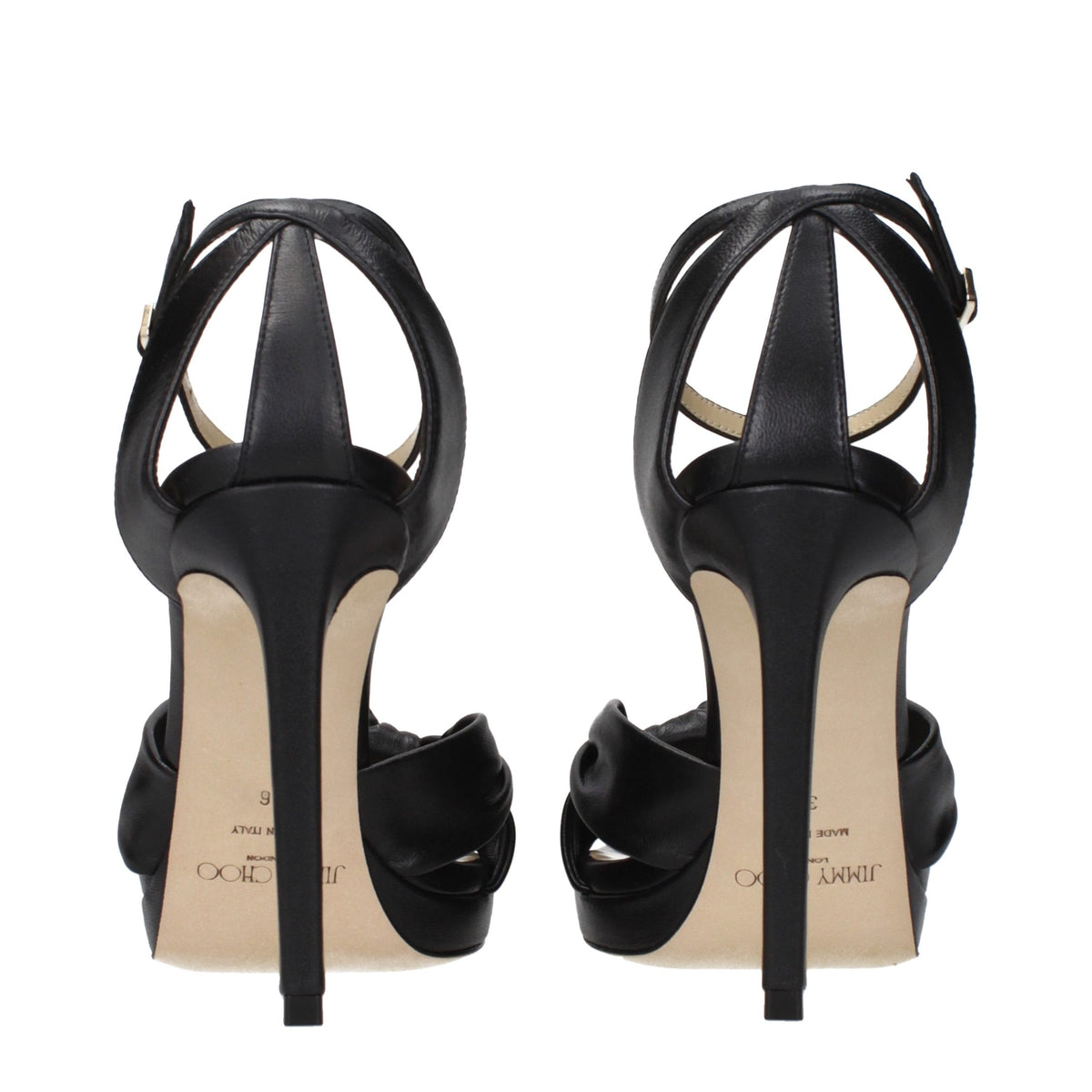Jimmy Choo Black Leather Platform Women's Sandals
