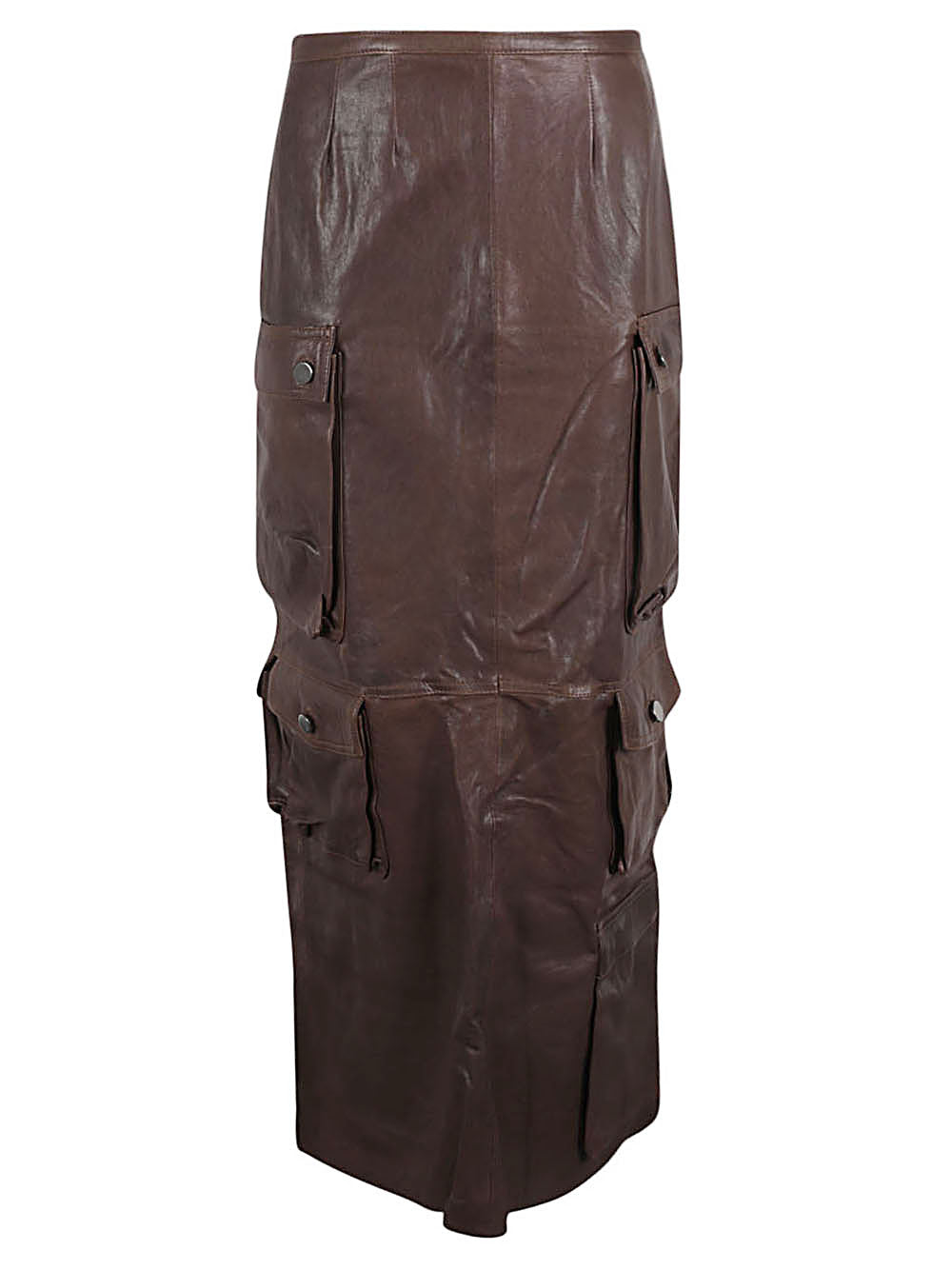 Fermas.Club Women's Leather Cargo Long Skirt