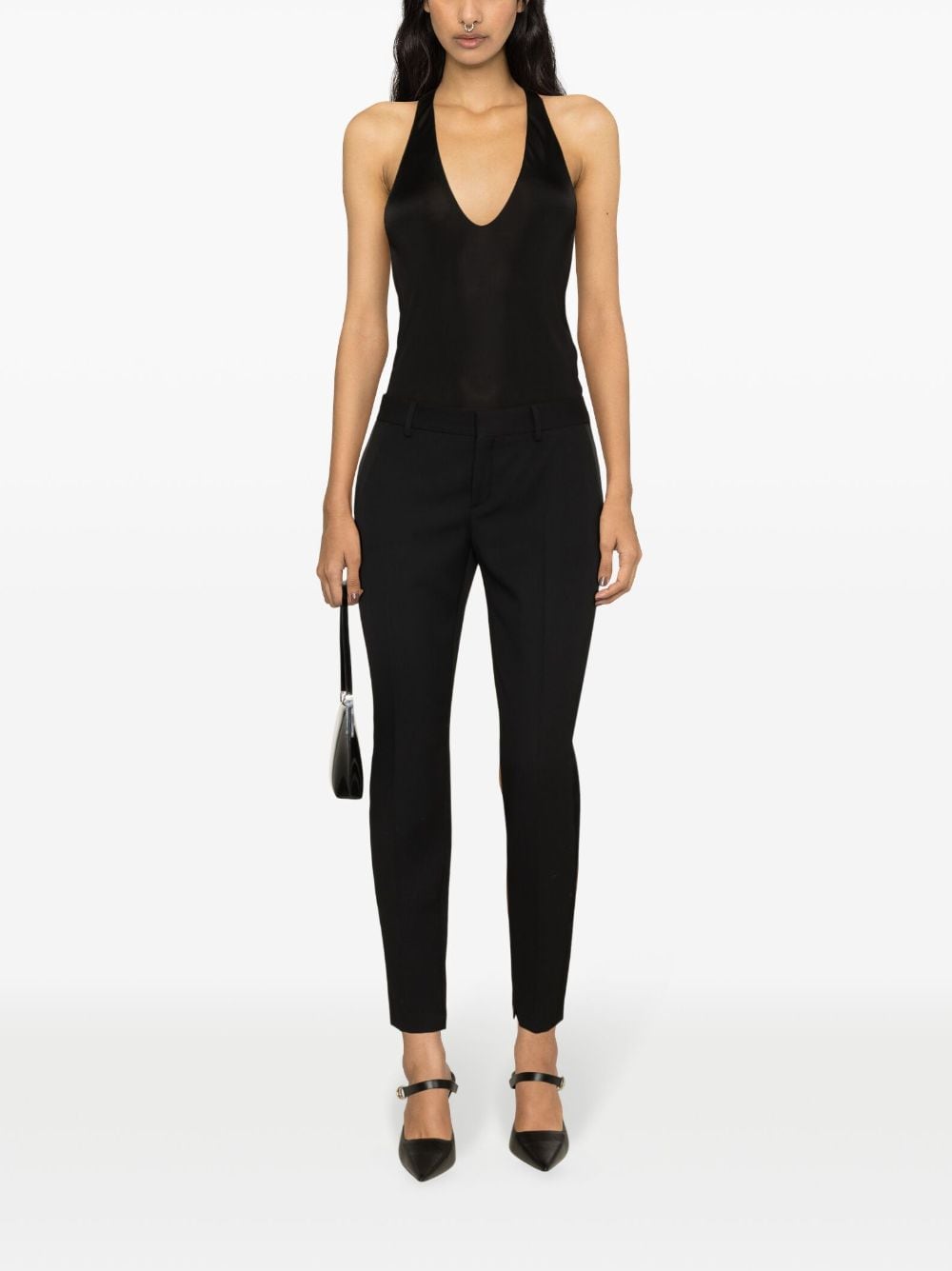 Saint Laurent Women's Plunging Satin Tank Top