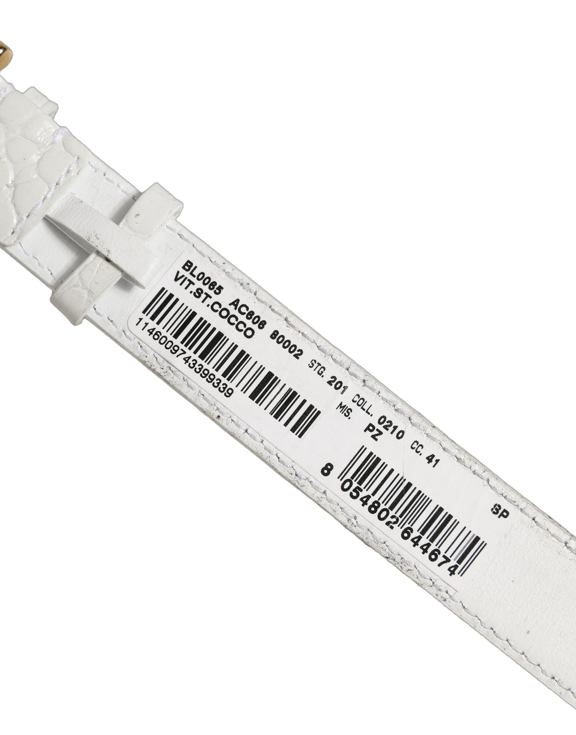 Dolce & Gabbana White Embossed Leather Gold Buckle Belt Strap Women's Bracelet (Pre-Owned)