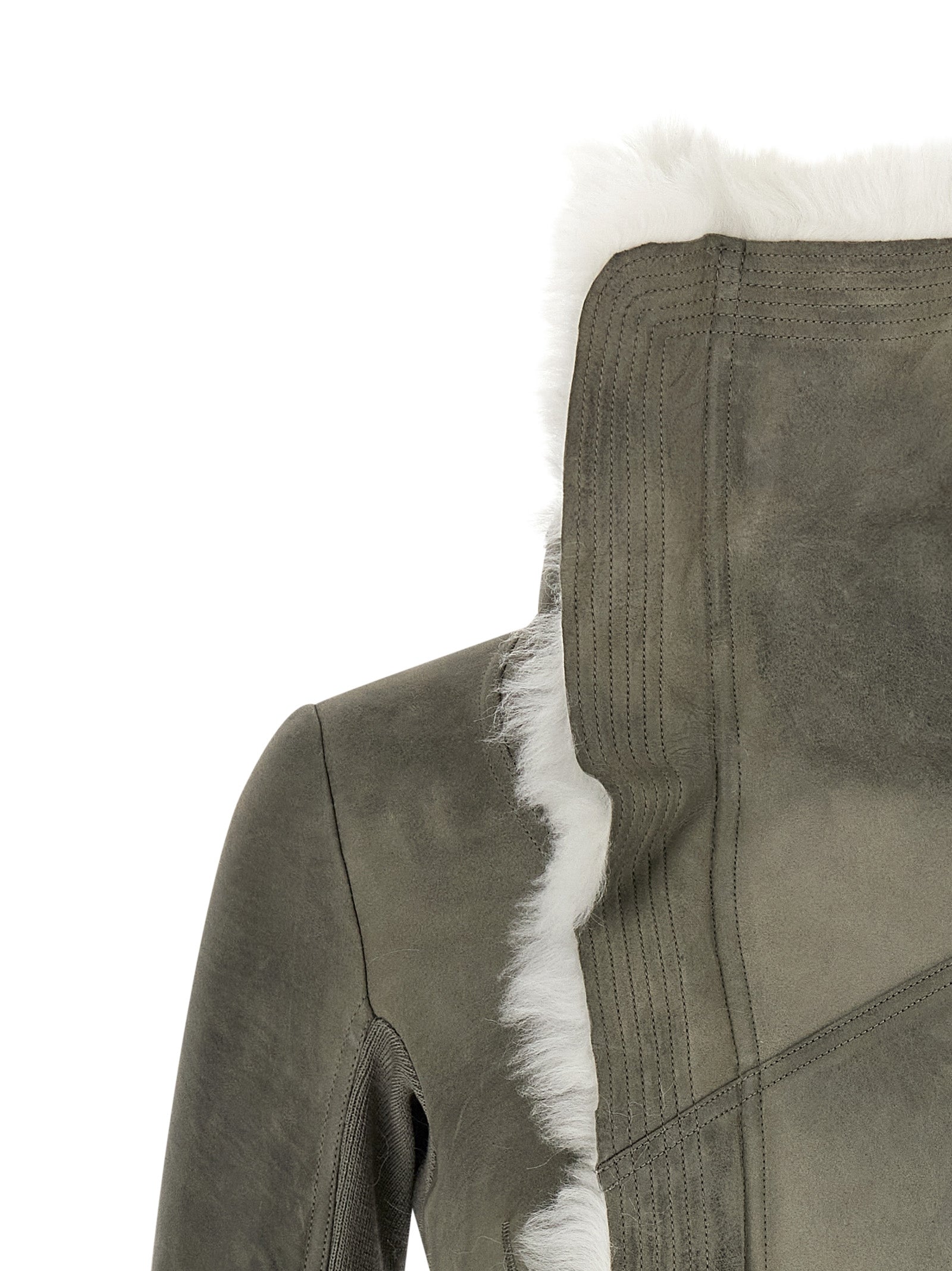 Rick Owens Gray Lamb Fur Leather Women's Jacket