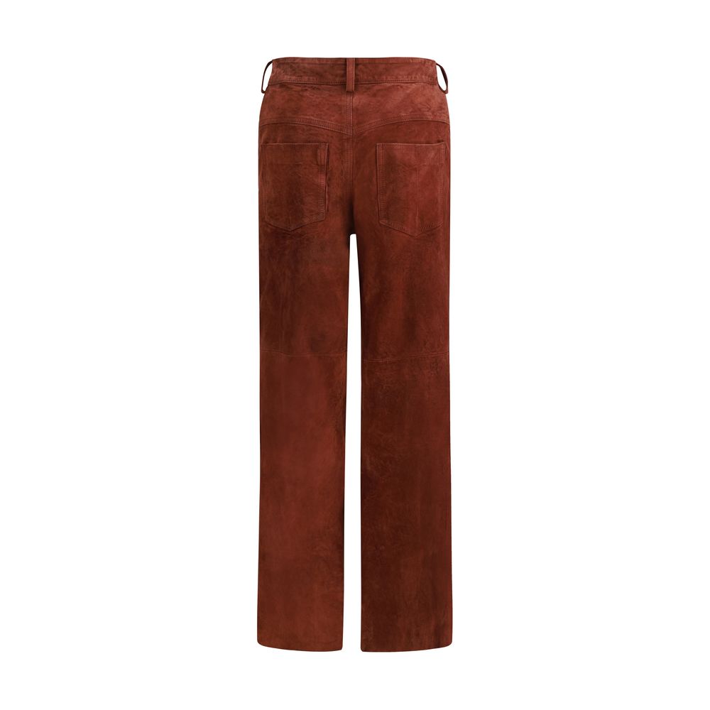 Salvatore Santoro Bordeaux Leather Casual Women's Pants