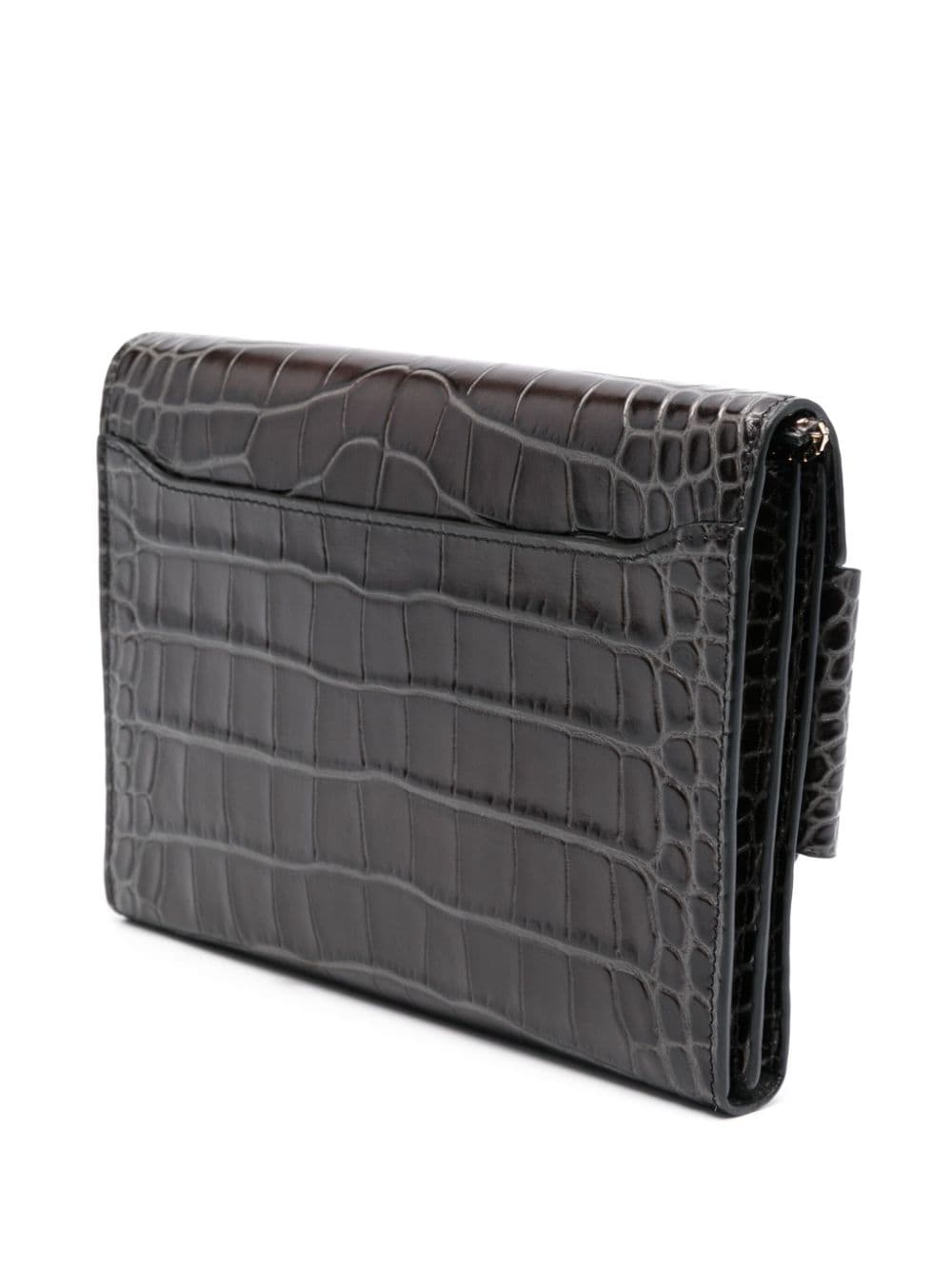 Boyy Women's Buckle Travel Case Croco Embossed Leather Clutch Bag