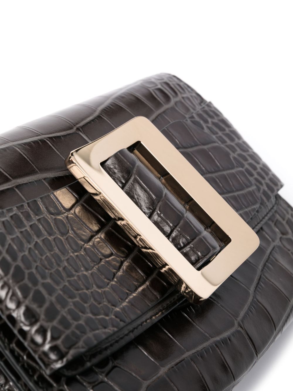 Boyy Women's Buckle Travel Case Croco Embossed Leather Clutch Bag